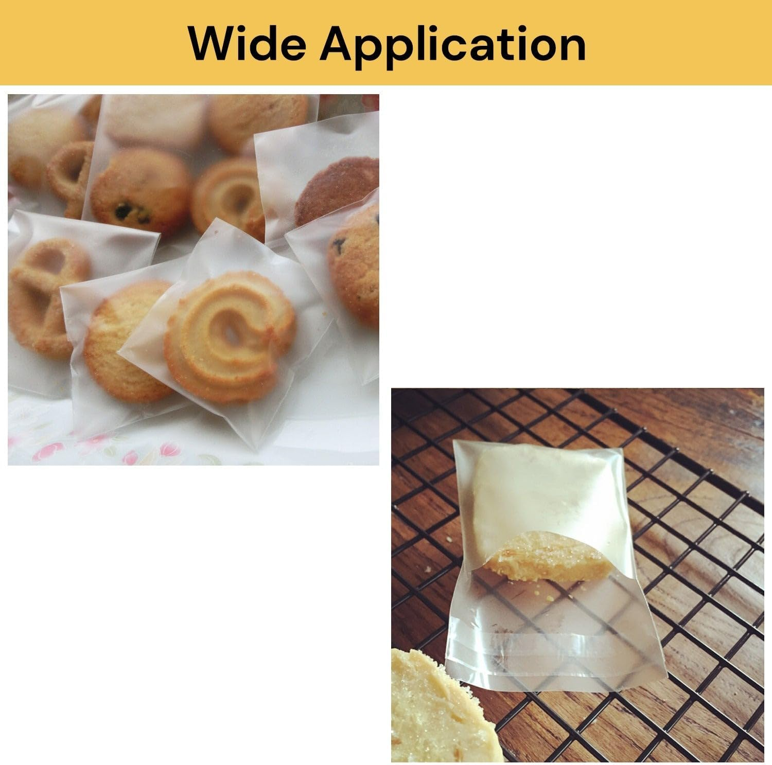 EZONEDEAL Clear Plastic Candy Packaging Bags Self Adhesive Cookie Biscuit Gift Bags -13Cmx10Cm - Clear - 100Pc/Pack image number 4