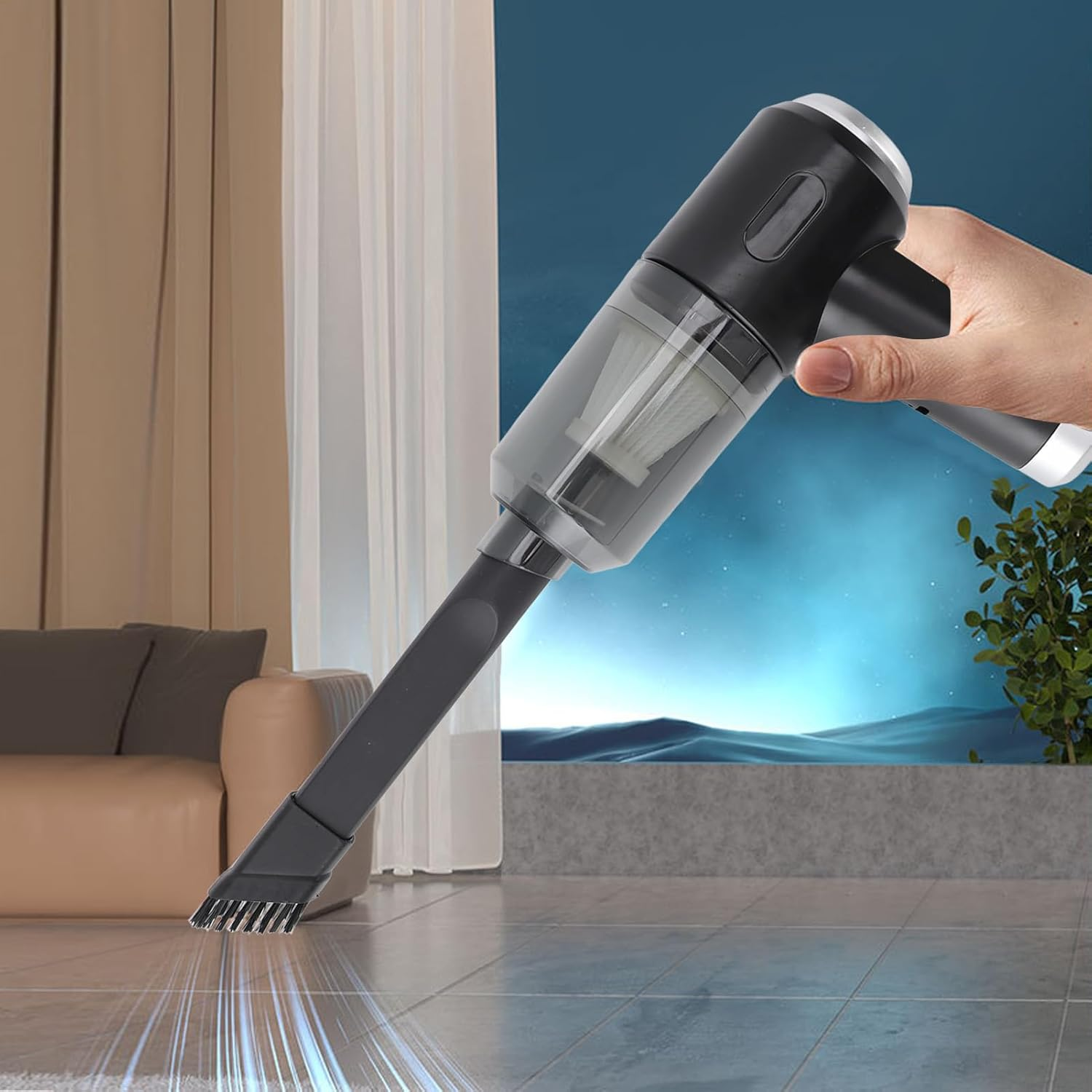 120W High Power Cordless Vacuum, 7000Pa Suction Handheld Vacuum Cleaner, Compact Home Car Vacuum Cleaner for Car Computer Keyboard Pet (Black) image number 2