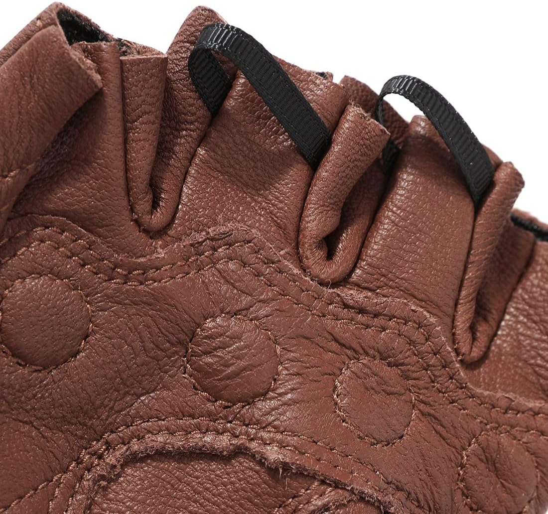 Harssidanzar Fingerless Motorcycle Gloves,For Mens Leather Riding Driving Gloves with Hand Knuckle GM037 image number 7