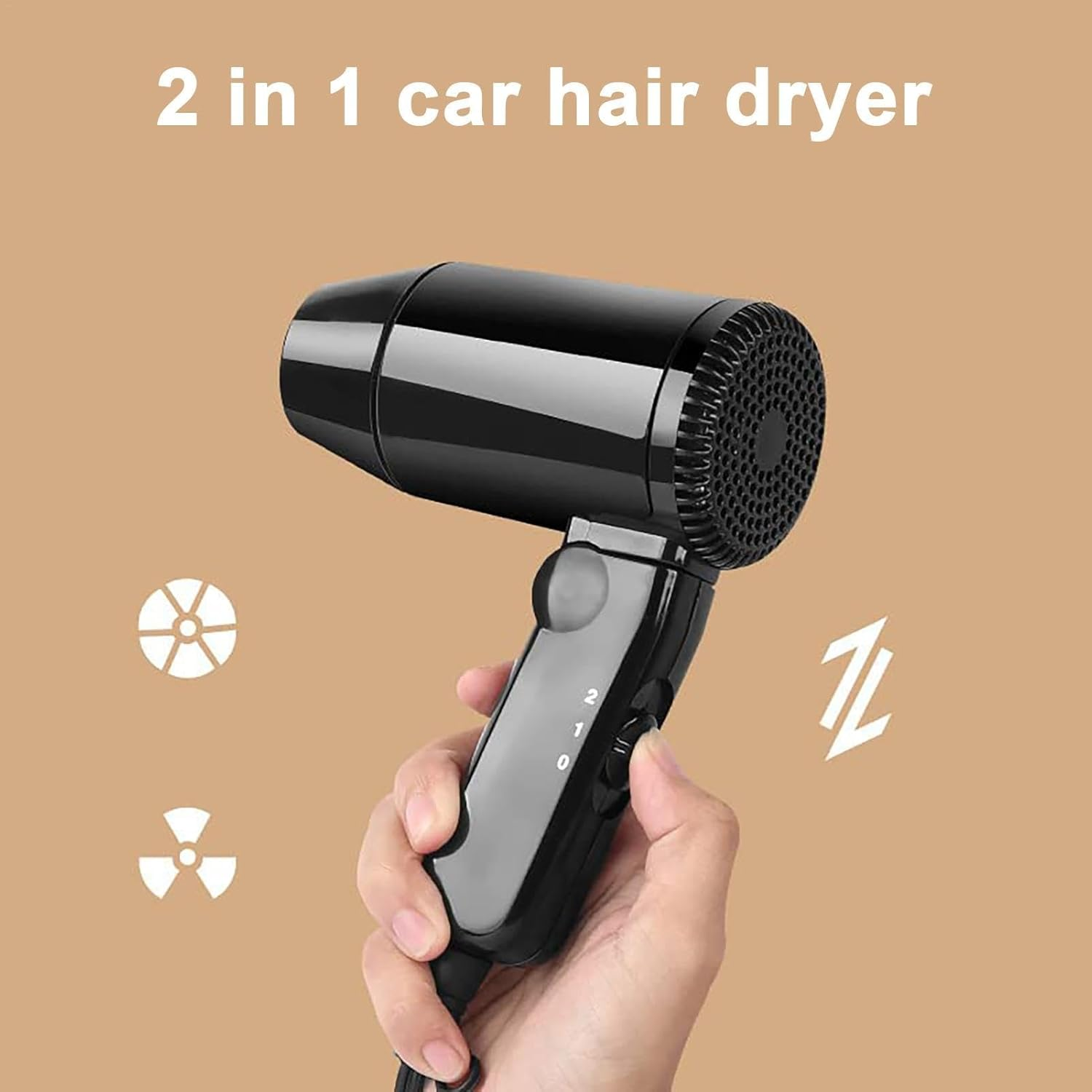Blow Dryer for Car - 12V Folding Hair Drier Car Hair Dryer | Car Folding Hair Dryer, Small Car Hair Dryer, Car High Power Hair Dryer, Car Hot&Cold Folding Hair Dryer, Car Styling Hair Dryer image number 5