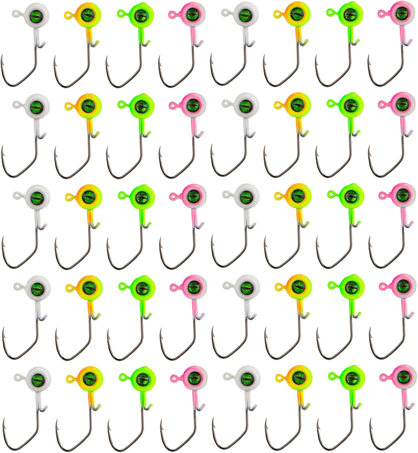 40Pcs Crappie Jig Heads, Fishing Jig Head Hooks Lure with 3D Eyes Swimbait Head 1/16Oz for Crappie Bass Fishing Accessories Men image number 4