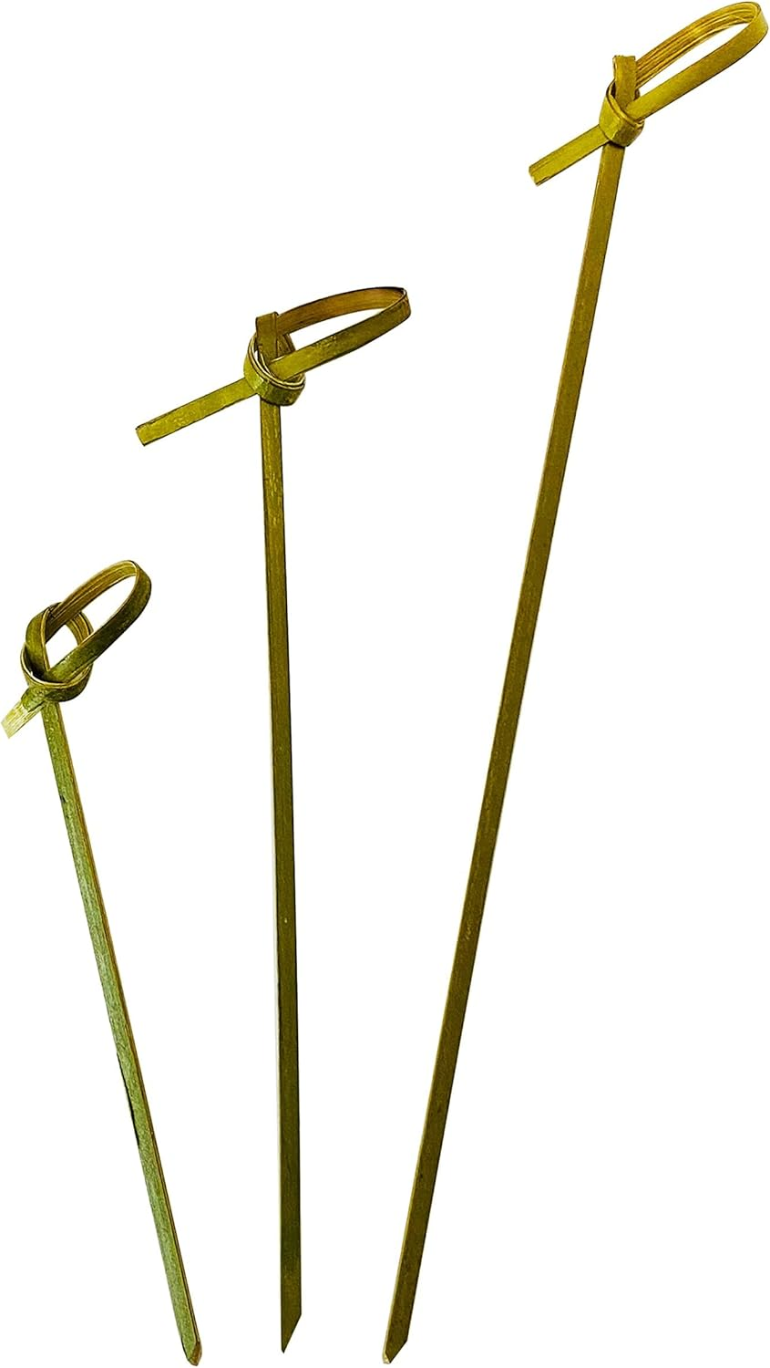 200 Count | Kingseal Bamboo Wood Flower Knot Picks, Skewers, 3.5 Inches, Perfect for Cocktails and Appetizers - 2 Packs of 100 Count image number 3