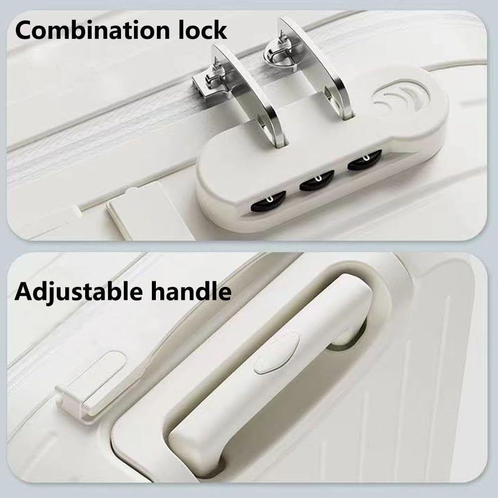 Hbluefat Carry on Luggage with Cup Holder and USB Charge Port,20 Inch Hardshell Suitcase with Spinner Wheels for Travel,Business,School (White) image number 2