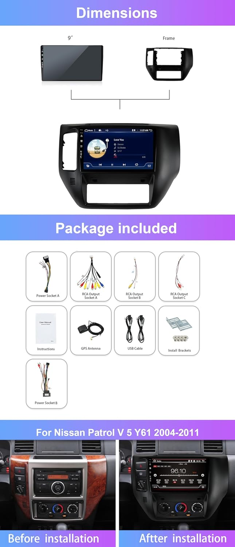 MISONDA Car GPS Navigation Head Unit Android 14 for Nissan Patrol V5 Y61 2004-2021 Carplay Android Auto Wifi Bluetooth Mirror Link USB FM AM 2G+32G image number 5