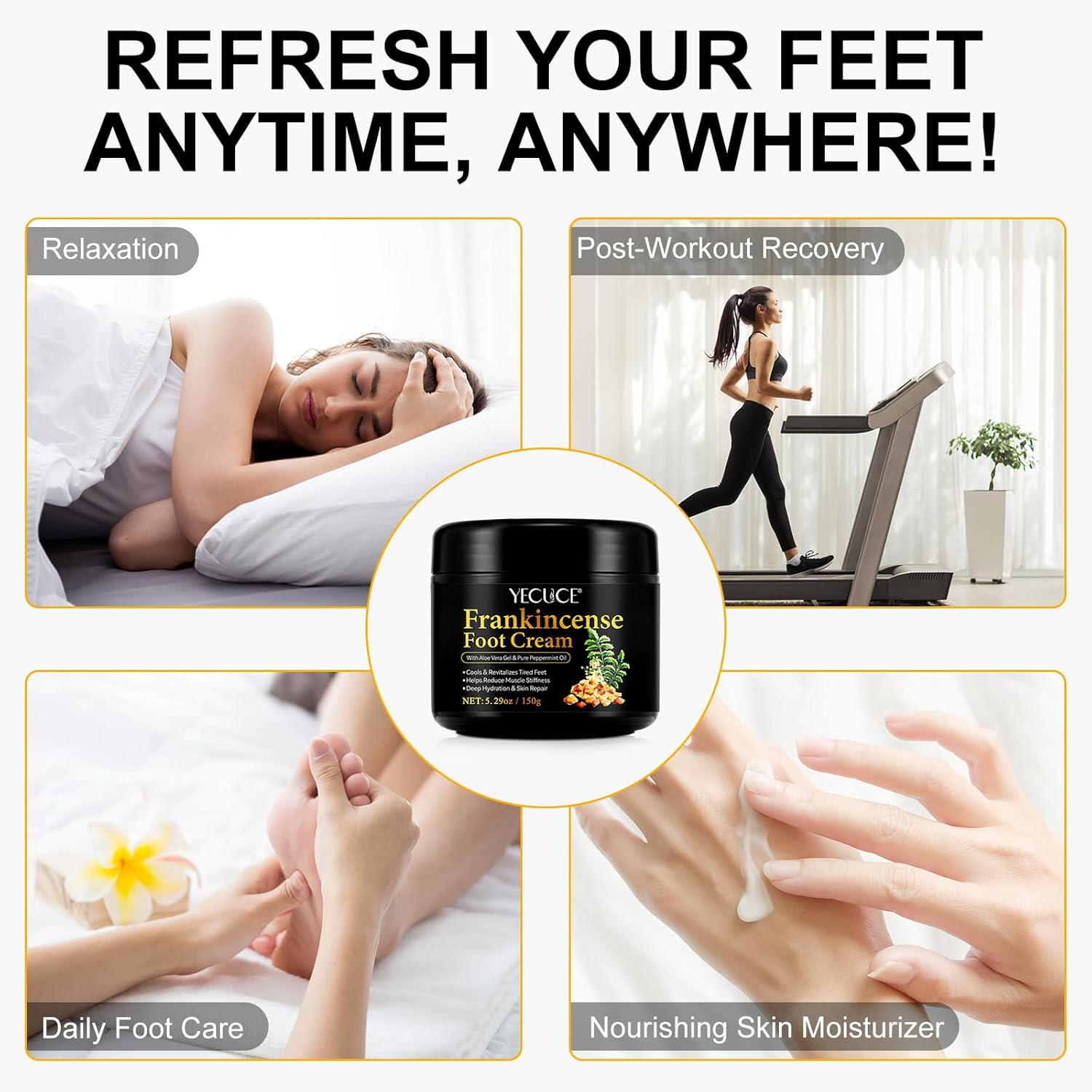 Frankincense Oil Foot Cream 5.29 Fl Oz - Frankincense Balm Support Soreness and Stiffness in Tired Feet & Body - Foot Sole, Achilles, Ankle, Hydration & Repair for Dry Cracked Heels, Feet & Skin image number 2
