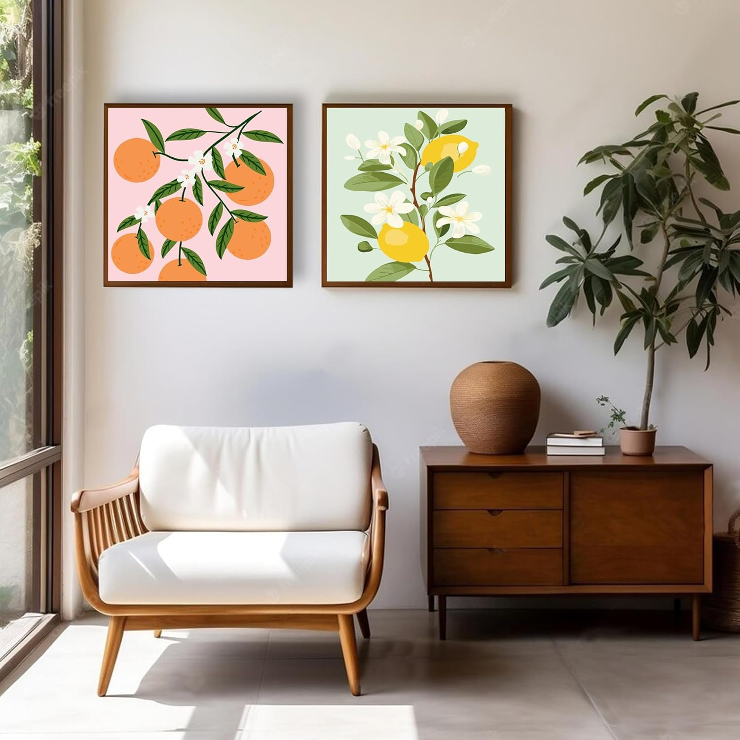 2 Pack Framed Paint by Numbers Kit for Kids,Easy Acrylic Paint by Numbers Kits on Canvas,Fruit Oil Painting Paint by Number for Adults Beginners for Home Wall Decor (8X8Inch) image number 3