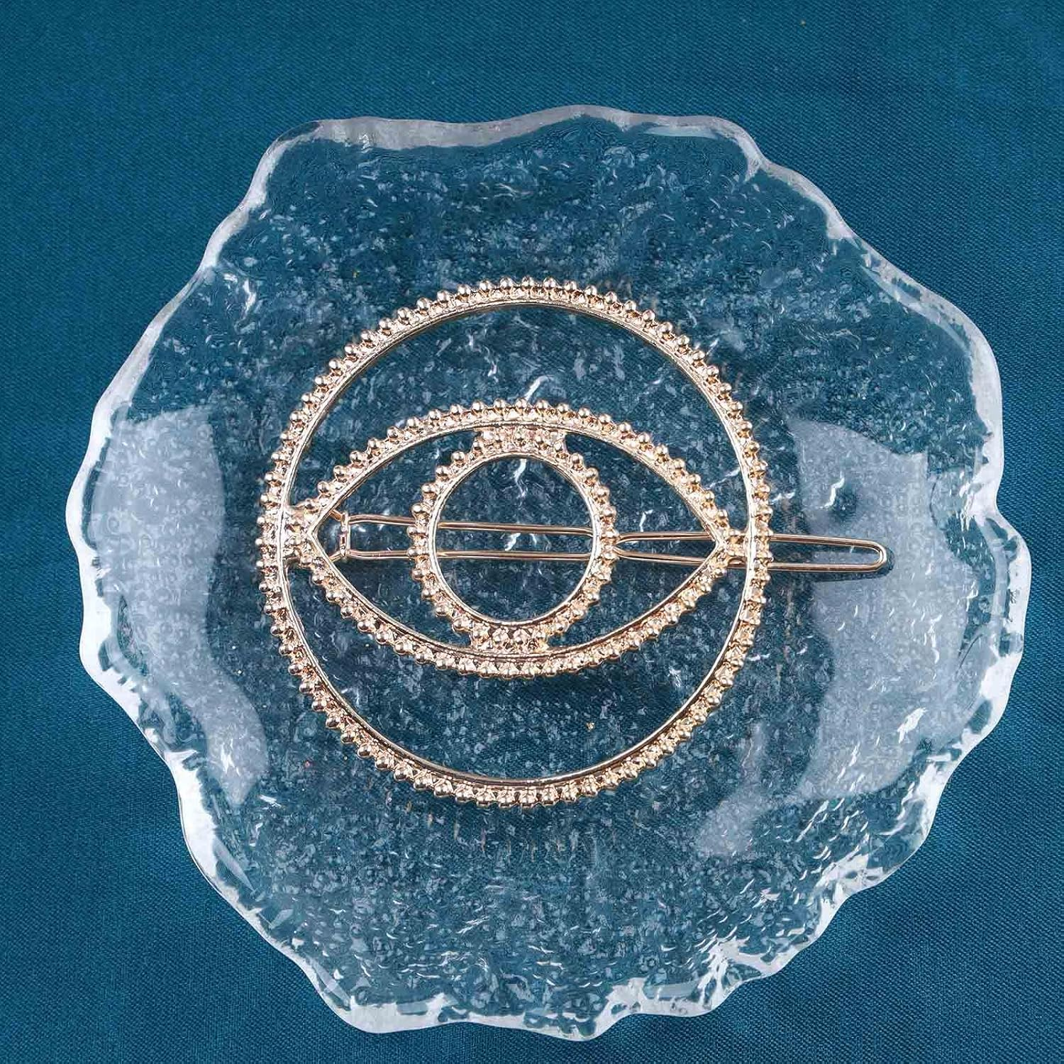 Yheakne Vintage Evil Eye Hair Clip Geometric Hair Clip Gold round Hair Clip Pin Hollow Eye Head Clip Decorative Headwear Hair Accessories for Women and Girls (Gold) - Gold image number 2