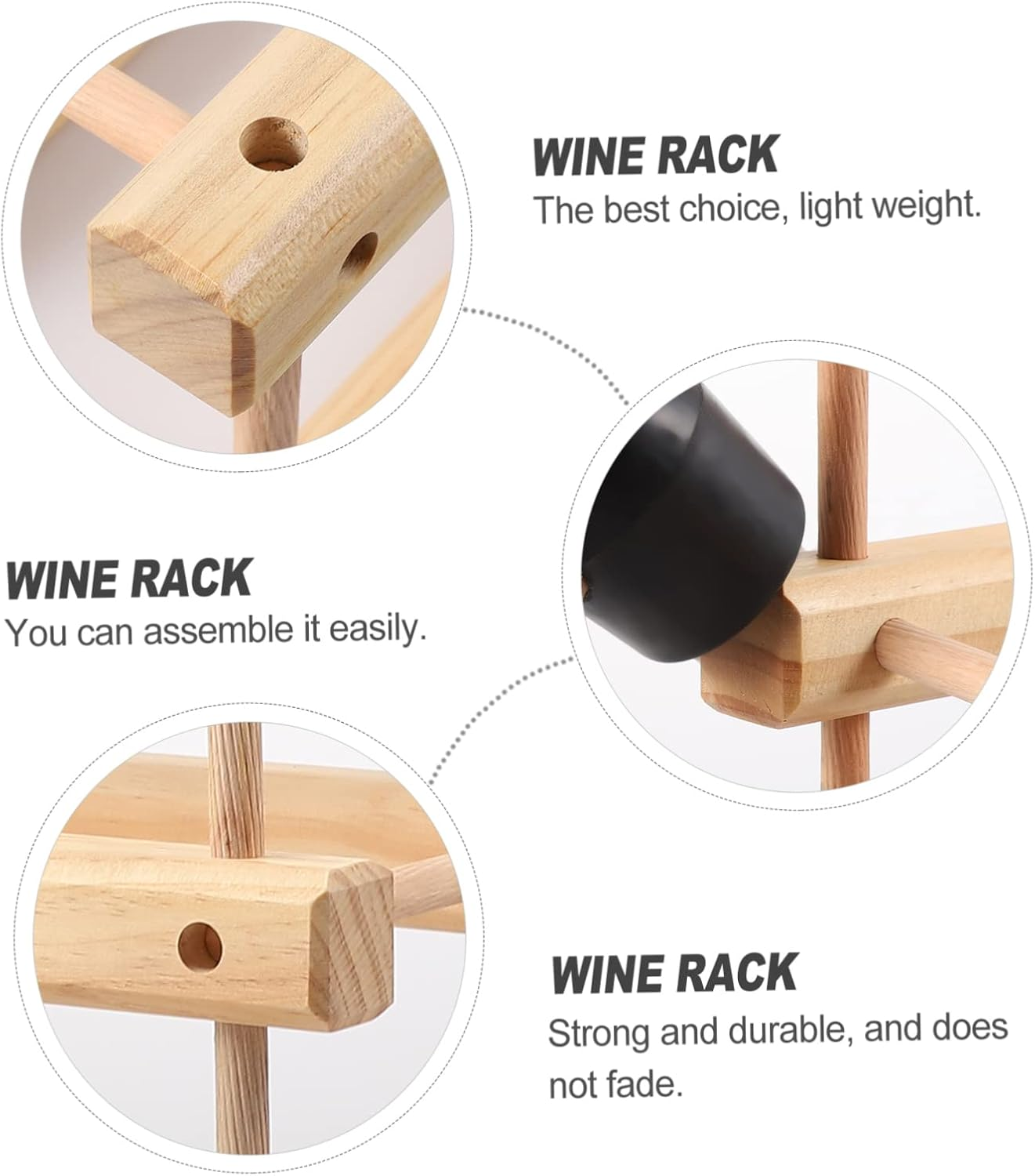 KICHOUSE Solid Wood Wine Bottle Rack Home DIY Wine Storage Rack Wooden Holders for Kitchen Shelf Bottle Display for Kitchen Storage Organisation Pantry image number 2
