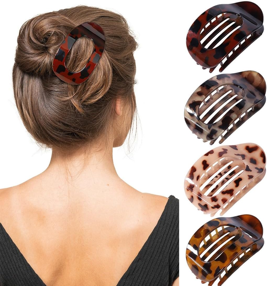 Pack of 4 Flat Hair Clips for Women, Strong Hold Flat Claw Clip Non-Slip Hair Clips Women for Thick & Thin Hair, Flat Hair Clips for Everyday, Sports, Driving image number 3