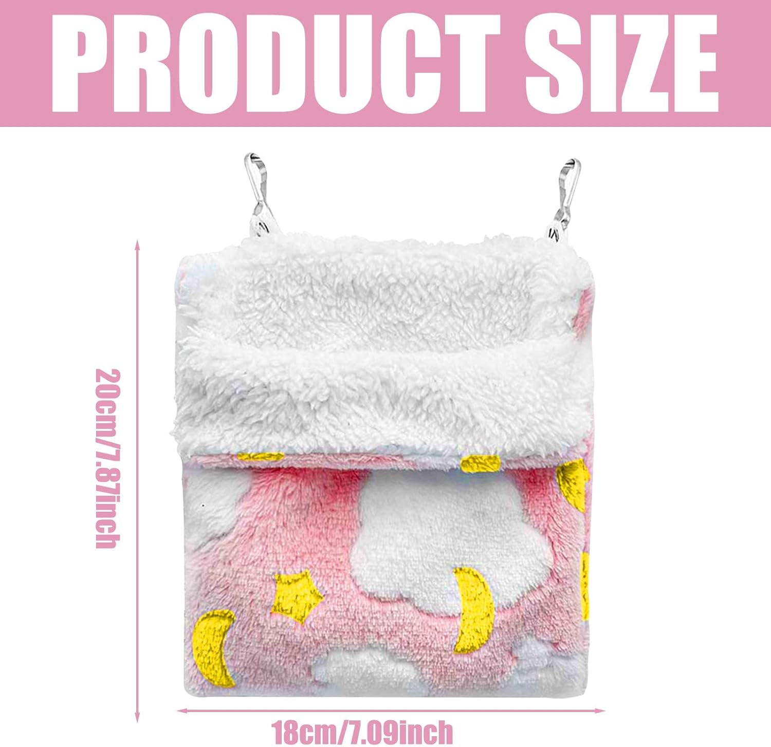 2 PCS Plush Rat Hammock, Warm Guinea Pig Hammock, Rat Hammocks for Cage, Hanging Hamster Hammock, Ferret Hammock Portable, Small Animals Cozy Sleeping Playing Hideaway (Pink,Blue) image number 2