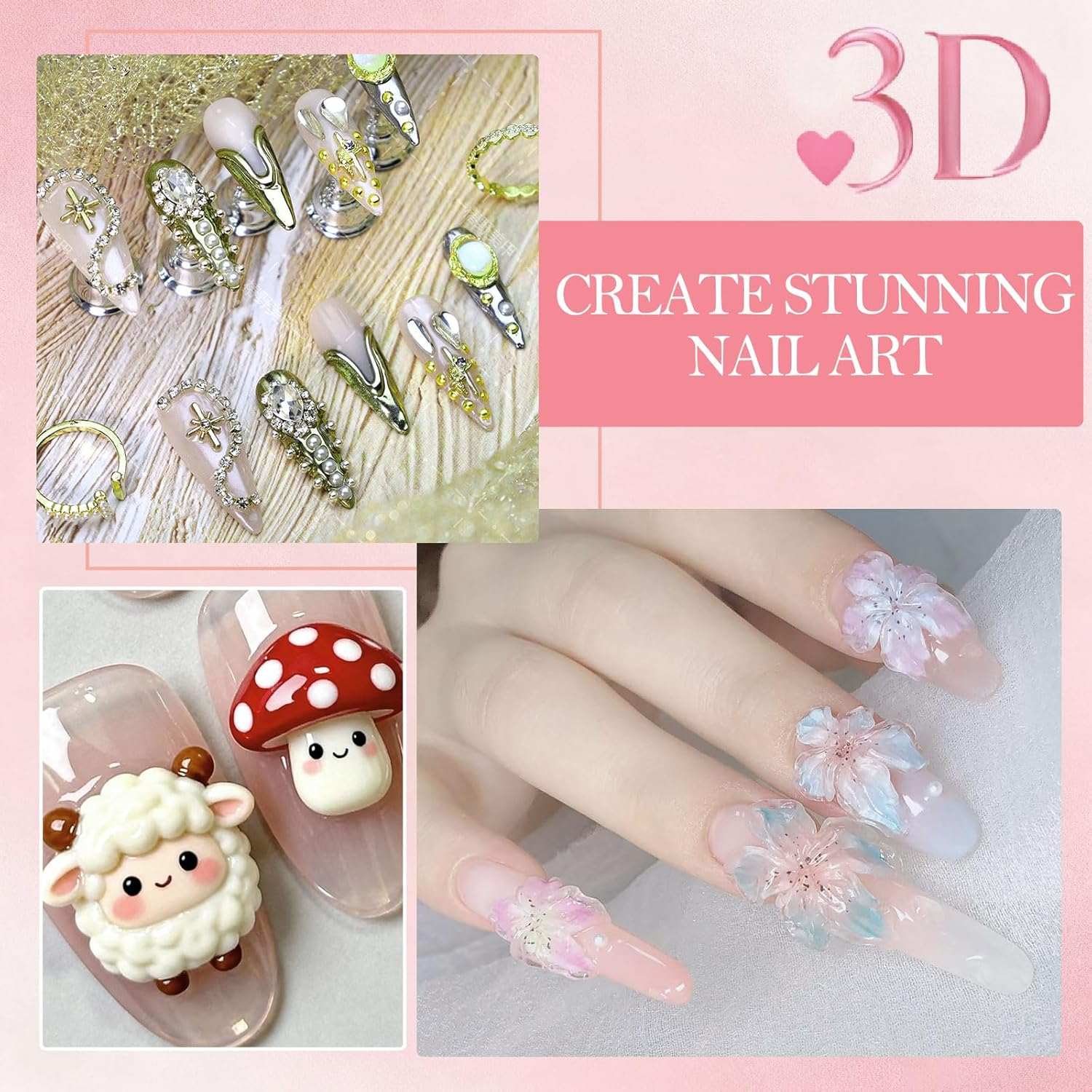 NAIL GIL Solid Builder Gel for Nails, 3D Gel Nail Art Sculpture Non-Sticky Hand Clear Extension Gel Sock off UV LED with 3D Silicone Mold Salon DIY at Home-15G/0.53Oz image number 4