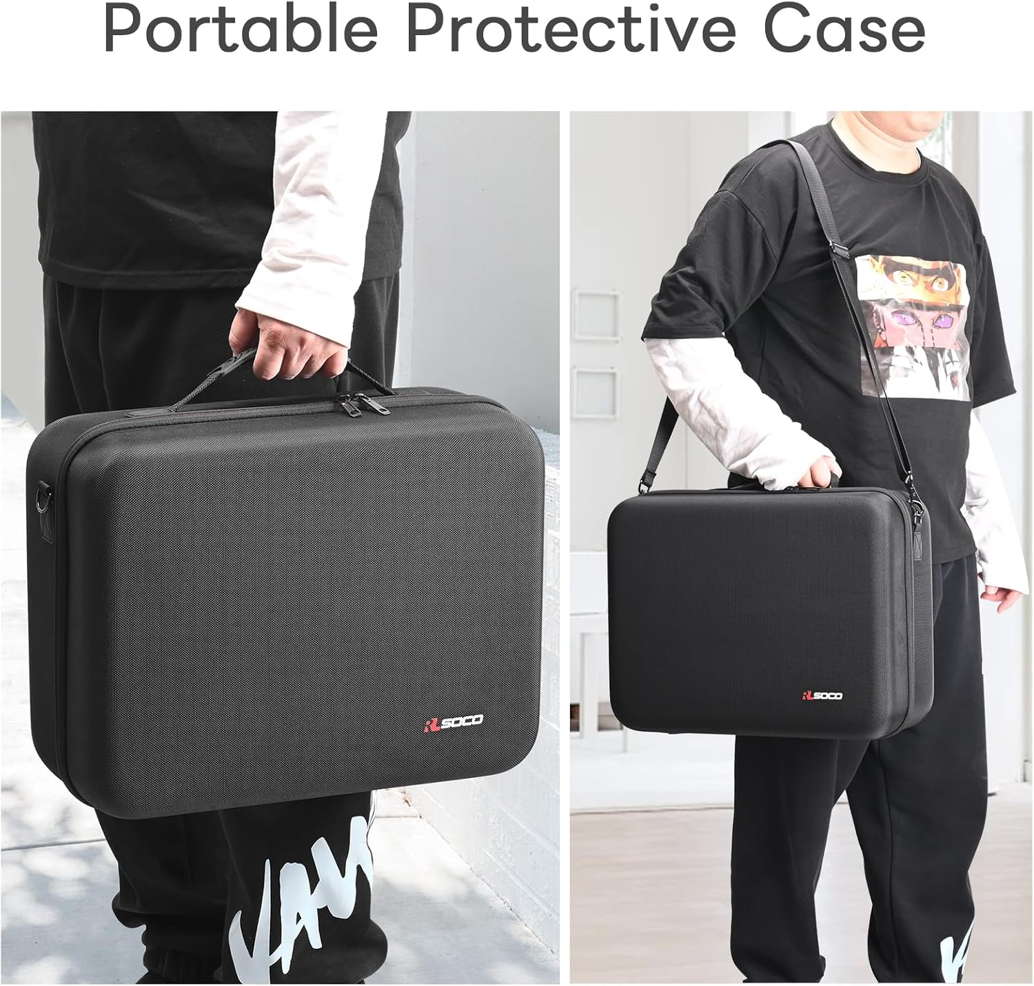 RLSOCO Case for Playstation 5 Pro, Travel Hard Shell Carrying Case, Holds PS5 Pro Console X1, Controller X2, Charger X1, Portable Screen X1, Game Discs and More - with Shoulder Strap (Case Only) image number 3