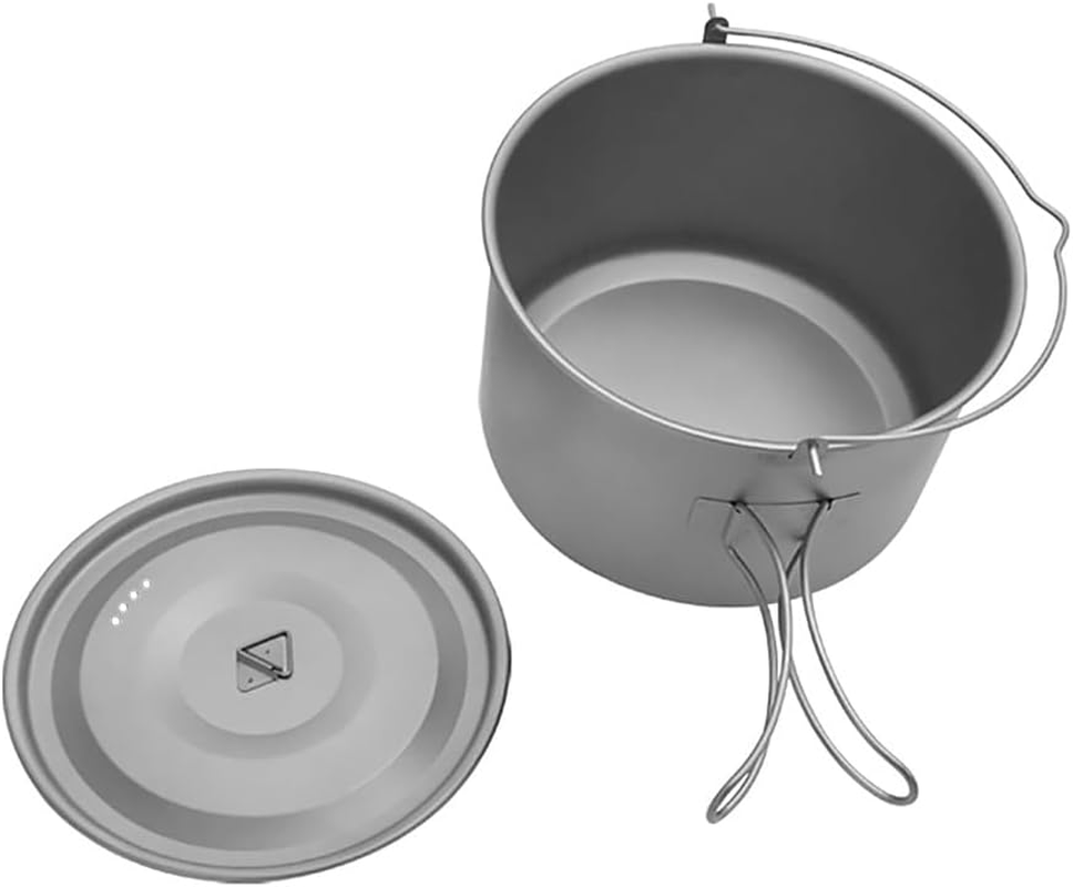 1.8L/3L Titanium Pot Light Hanging Pot with Lid and Foldable Handle Outdoor Camping Hiking Backpacking Picnic image number 4