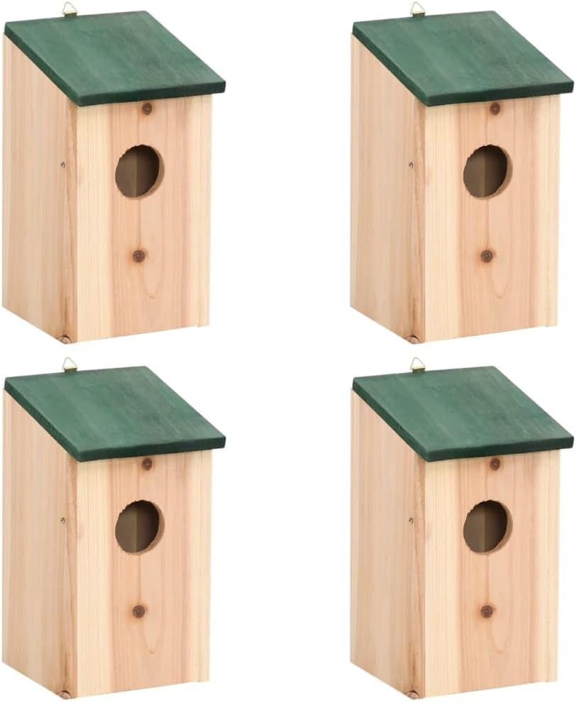 Nesting Box Wood Bird House 4 Pcs Outdoor Garden Decor Wildlife Habitat image number 1