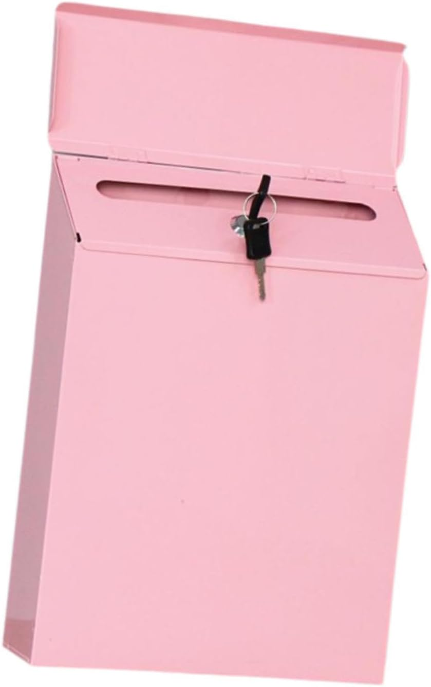 Perfk Wall Mounted Mailbox Letter Box Pink Easy to Use Sturdy Modern Practical Mail Box Drop Box for Porch Outdoor Front Door Gate image number 1
