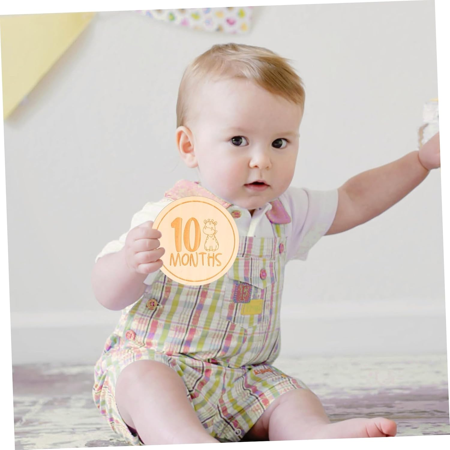 13Pcs Baby Wooden Milestone Cards Cartoon Animal round Growth Photo Props for Infant Newborn Monthly Tracking Accessory Set