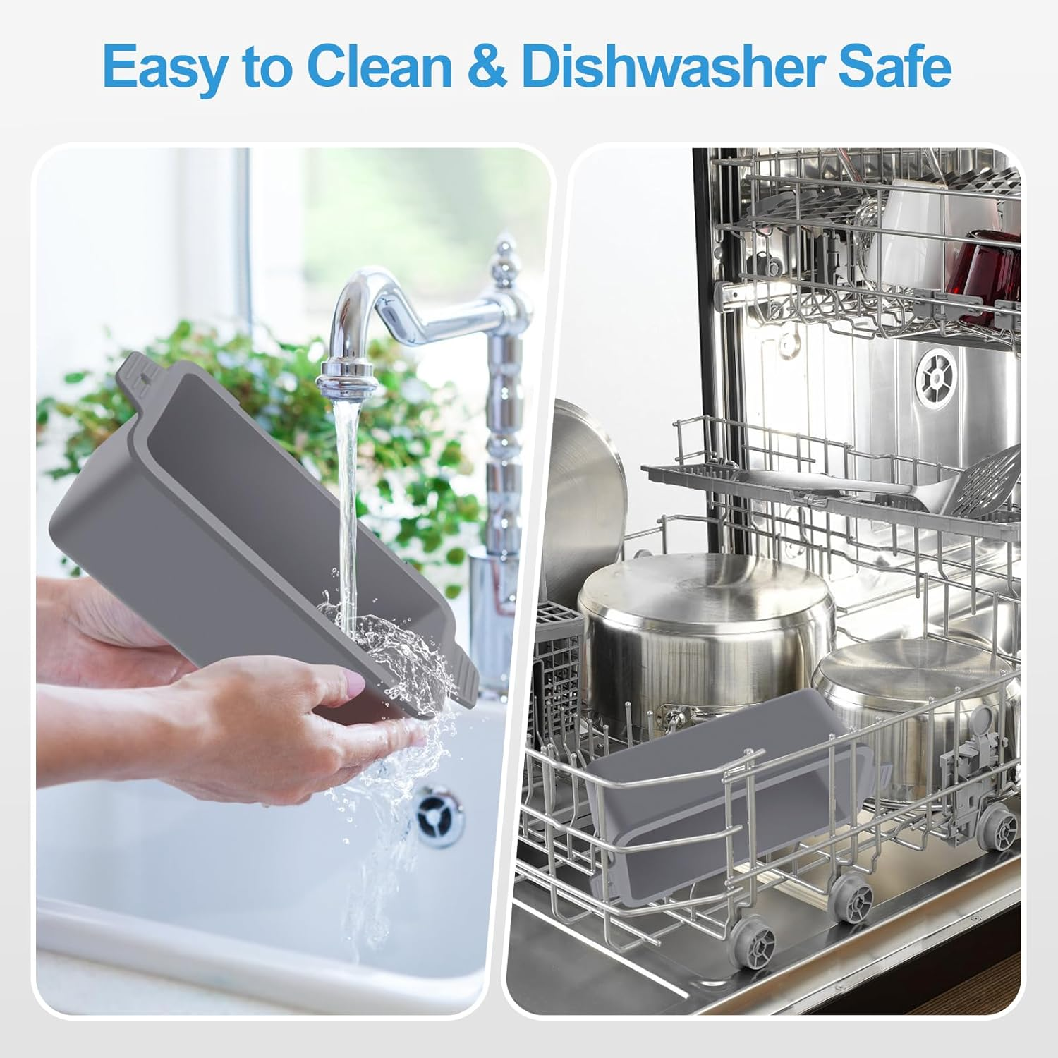 2 PCS Silicone Grease Cup Liners for Blackstone 36 28 22 17 Inch Griddle,Reusable Grease Catcher Cup Liner Grill Grease Tray,Durable Drip Pans Blackstone Griddle Accessories,Grey image number 2