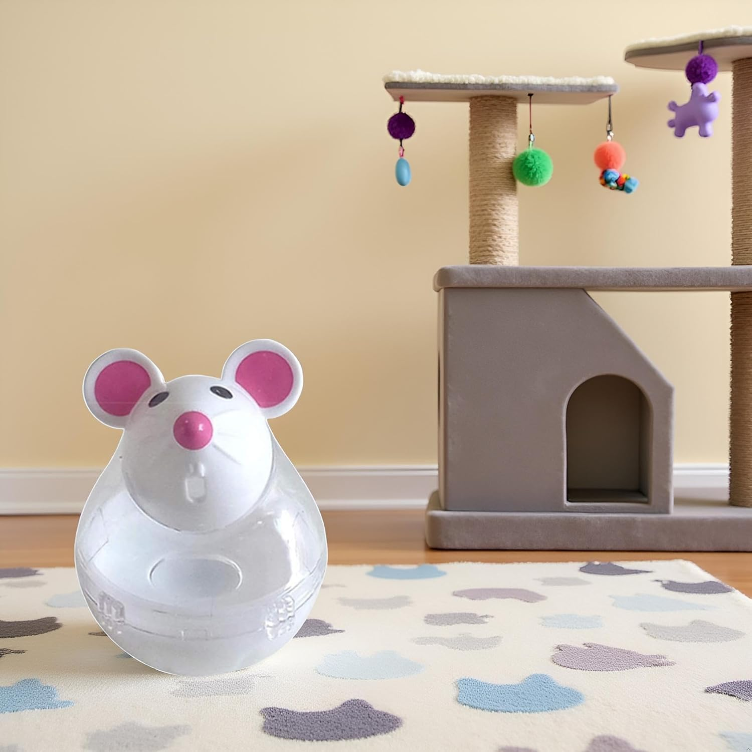 Pchnfei Interactive Cat Toy, Mouse Shape Treat Dispenser, Food Storage Holder for Indoor Cats and Kittens, Cat Mice and Animal Toys for Pets, Increase IQ Interactive image number 5