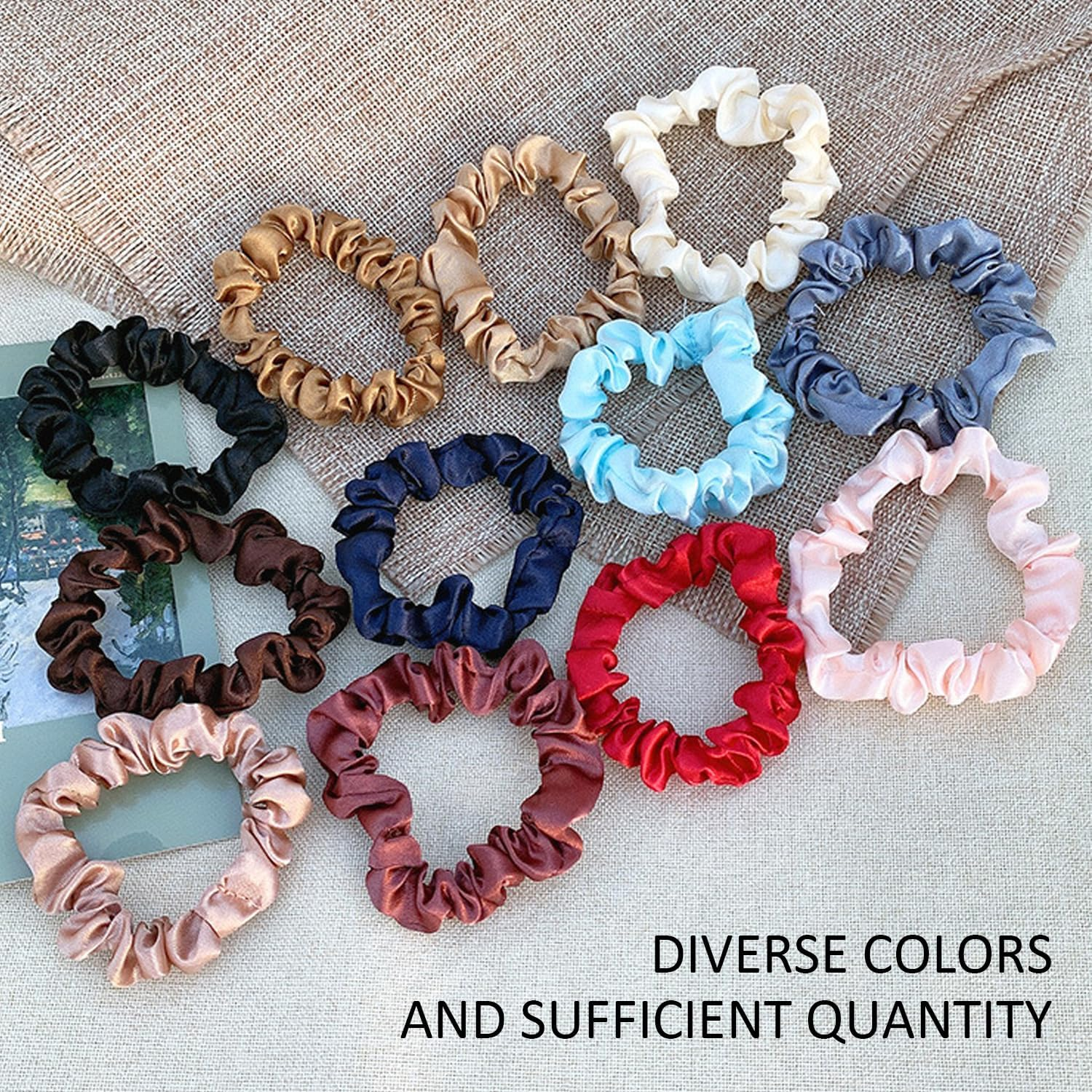 24 Pieces Hair Elastics, Silk Hair Elastics, Satin Hair Elastics, Hair Elastics for Women, Silk Hair Elastics for Women, Mini Hair Elastics image number 6