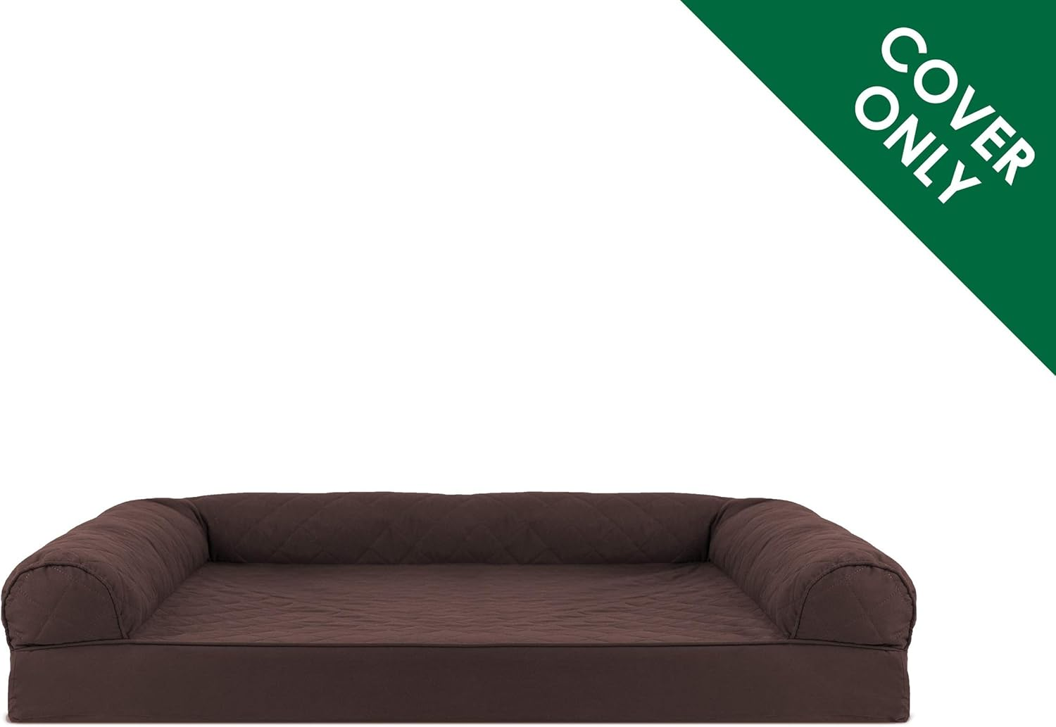 Furhaven Quilted Sofa-Style Dog Bed Replacement Cover - Coffee, Large image number 1