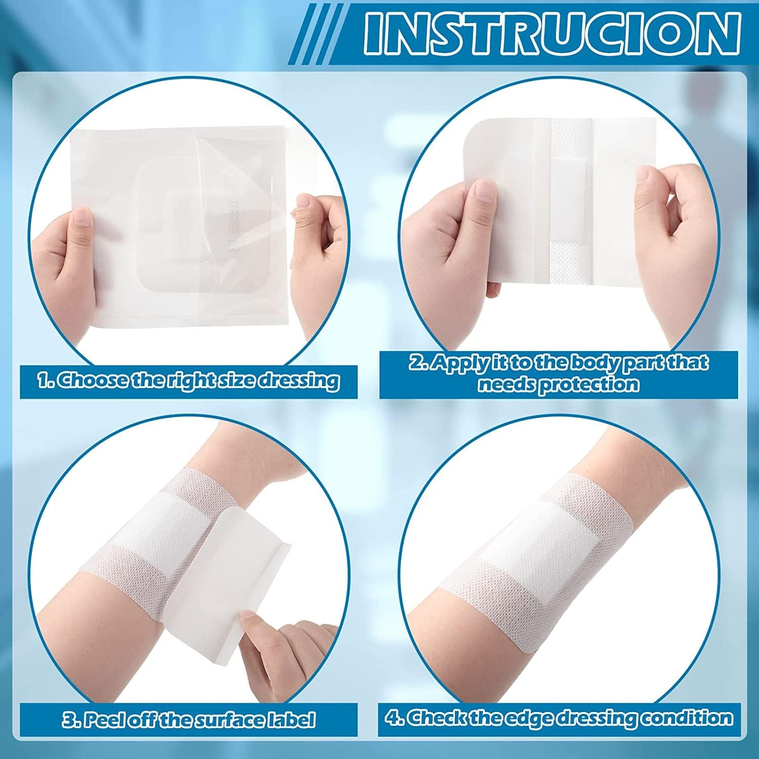20 PCS Bordered Gauze-Island Dressing Wound Bandage Sterile Adhesive Gauze Pads Patches Post Shower Breathable Borders Individually Packed Pouches Tapes (10 X 10Cm) image number 2