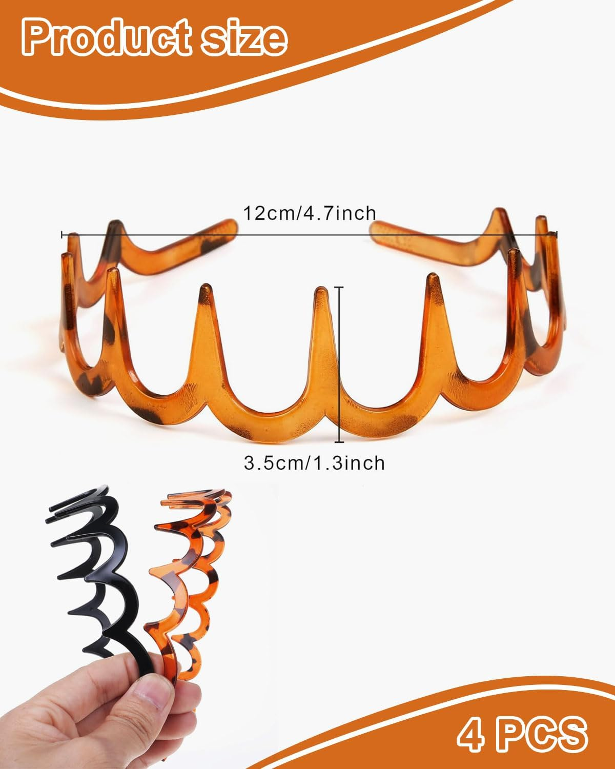 TPZORJX 4 Piece Serrated Headband Hair Net Hair Net for Sports Fitness Daily Use Women and Girls image number 1