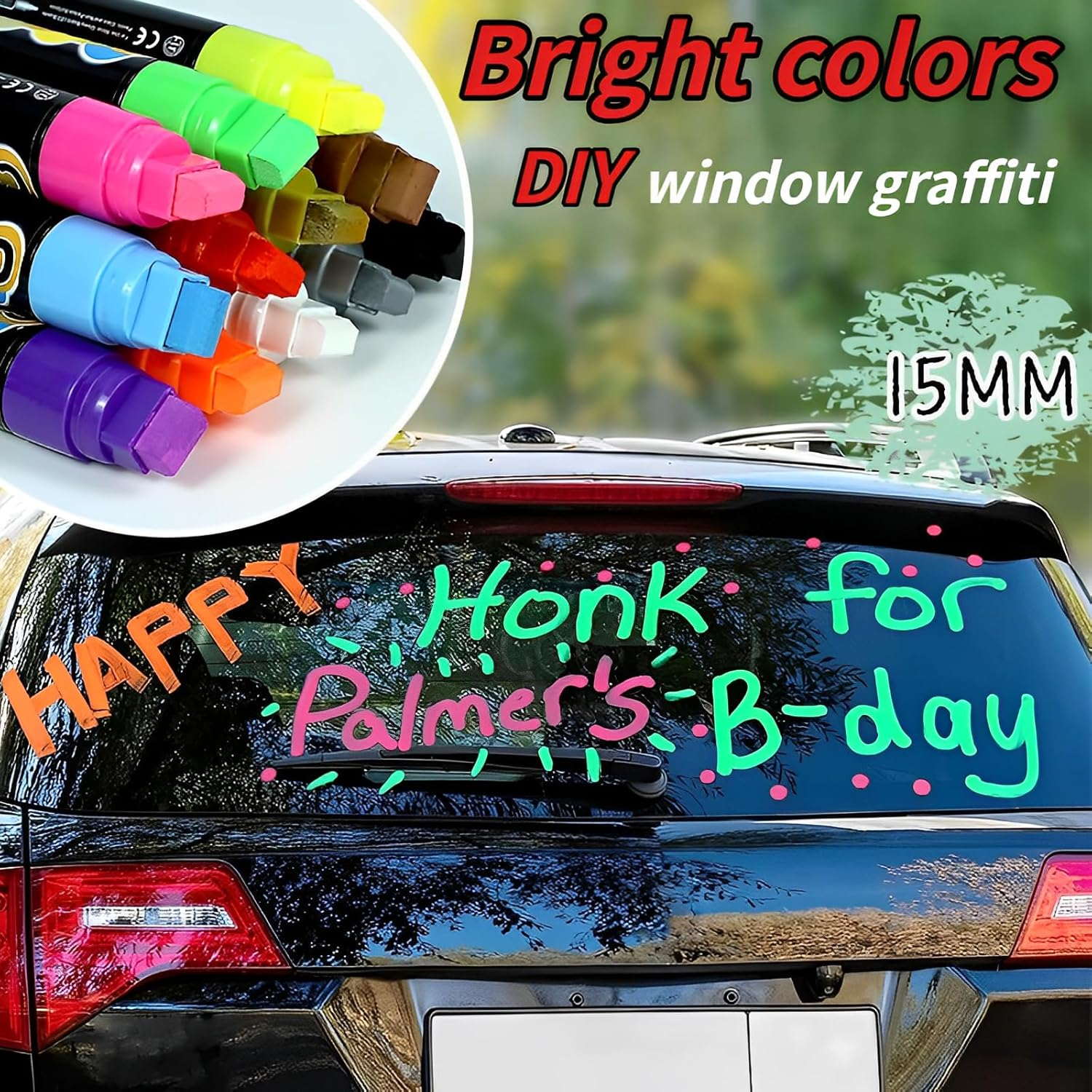 Color Liquid Chalk Markers 8Pcs, 15Mm,Water-Based Ink, Easy to Wipe, No Dust, Suitable for Glass, Ceramics, Mirrors and Other Smooth Surfaces, Great Choice for Whiteboards, Windows and DIY Crafts image number 1