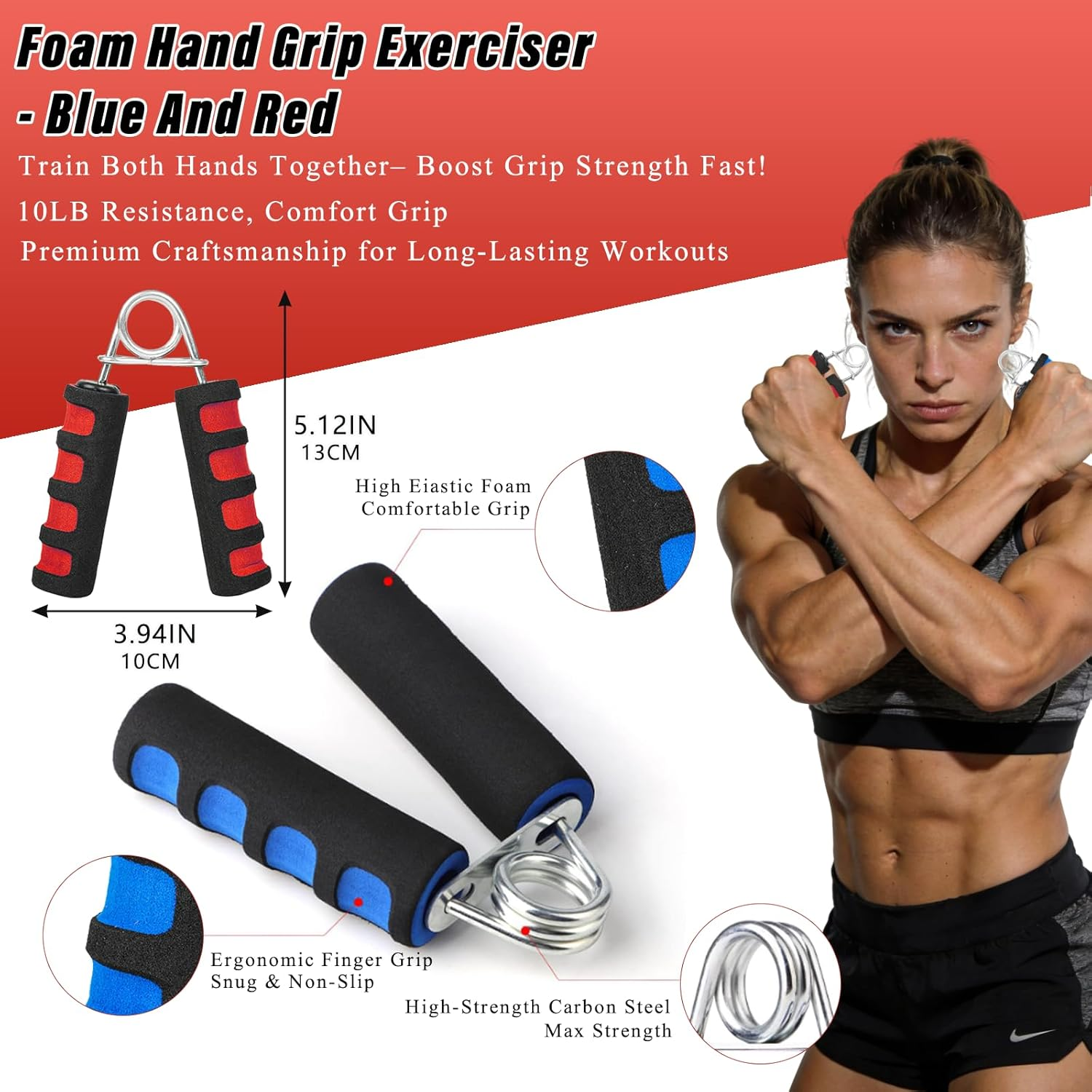 Hand Grip Strength Training Set, 8-Piece Exercise Kit with 2 Color Adjustable Gripper, 4 Color Finger Stretcher & 2 Grip Ring image number 6