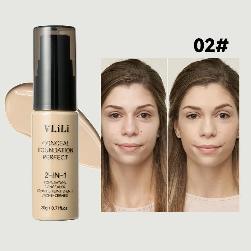 Full Coverage Foundation Cream - Long Lasting Waterproof Concealer Makeup Base for Natural Matte Finish Face 20G Available in 6 Shades