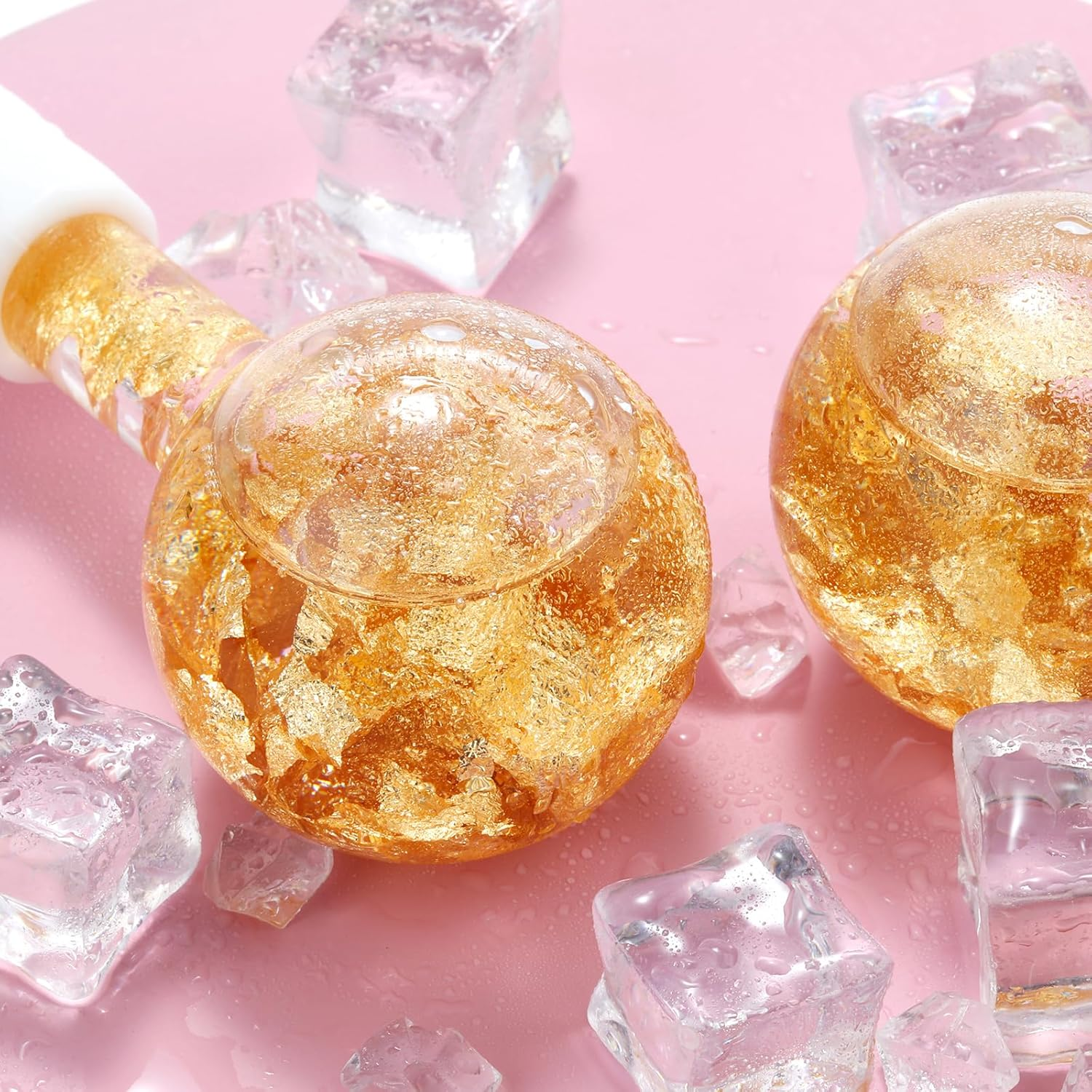 Lazzybeauty Ice Globes for Facial, Cooling Globes Set for Eye & Neck, Cold Glass Ice Roller Ball, Cryo Sticks Face Globes, Tighten Skin, Reduce Puffiness and Dark Circles, Enhance Circulation, Gold image number 5
