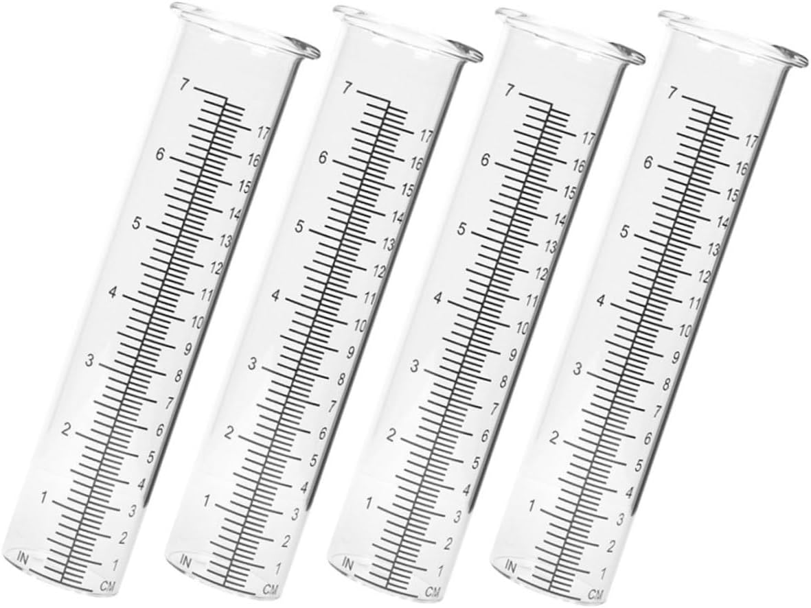GALPADA 4Pcs Glass Rain Gauge Tubes Transparent Rain Tools with Clear Scale for Accurate Outdoor Rainfall Measurement in Garden Lawn and Plant Moisture Monitoring