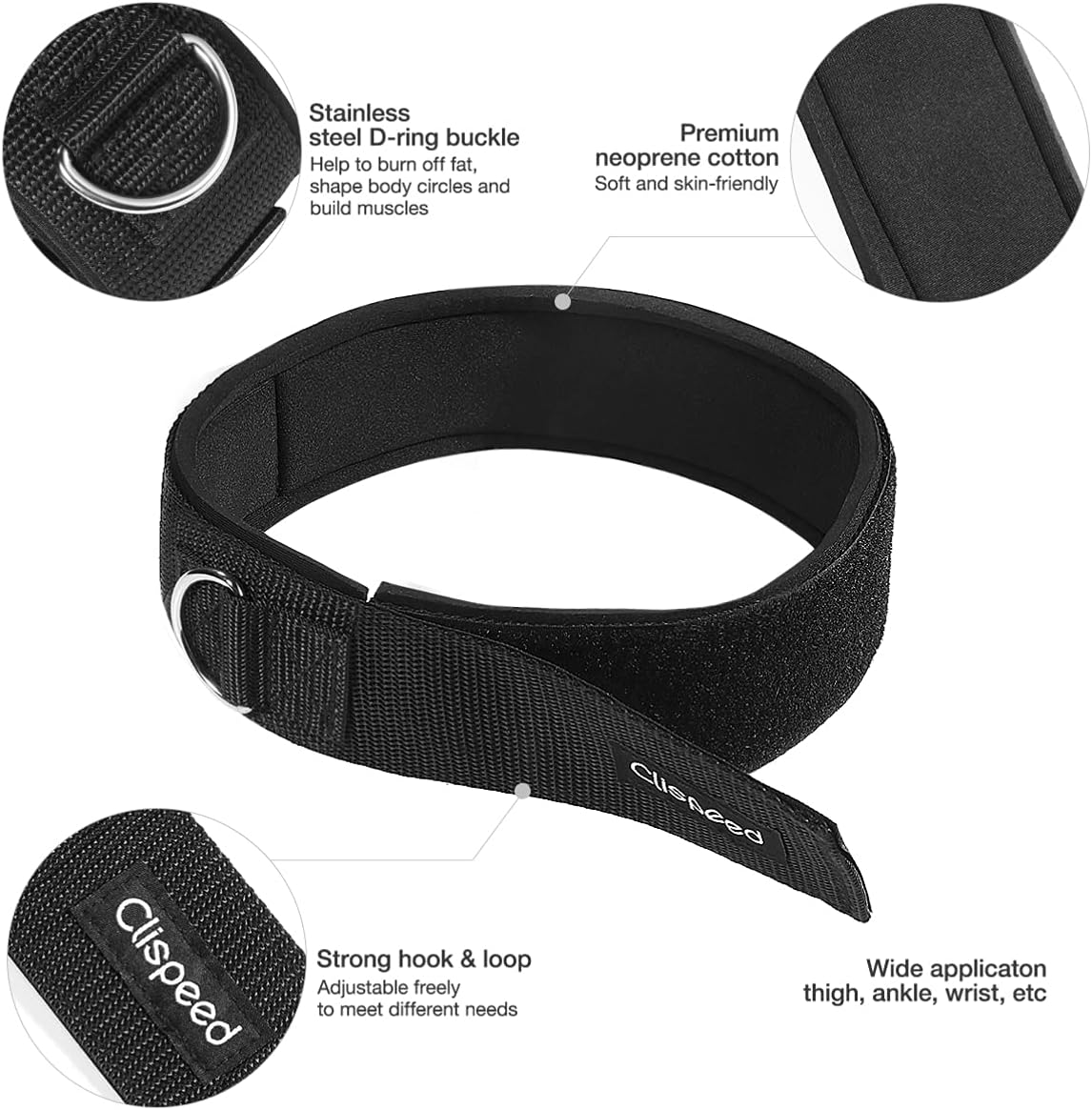 CLISPEED 2Pcs Fitness Thigh Straps Padded D-Ring Ankle Strap Leg Cuffs for Gym Cable Machines Thigh Straps Fits Men&Women image number 6