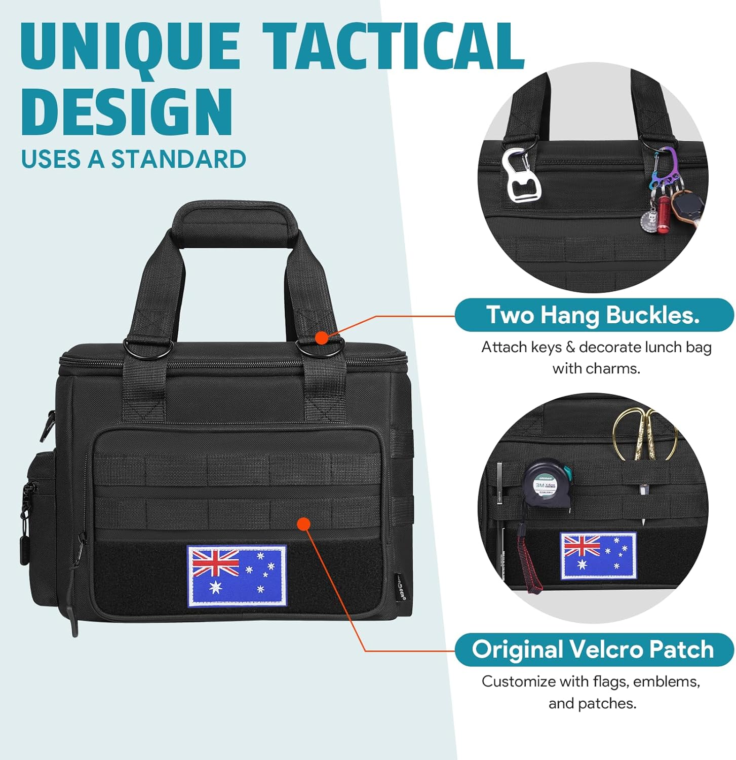 INSMEER 20L Insulated Lunch Bag for Men, Lunch Box for Adults with Leakproof, Lunch Box Cooler with Shoulder Strap Lightweight Lunchbox for Camping, Travel and Work image number 4