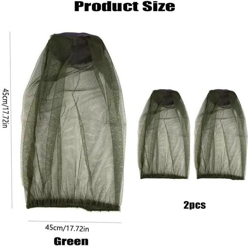 2Pcs Fly Heads Net,Face Netting Hat Heads Fly Net,Mosquito Repellent Mesh,Midge,Outdoor Mosquito,Neck Cover Protecting Netting for Outdoor Hiking Camping Climbing Walking