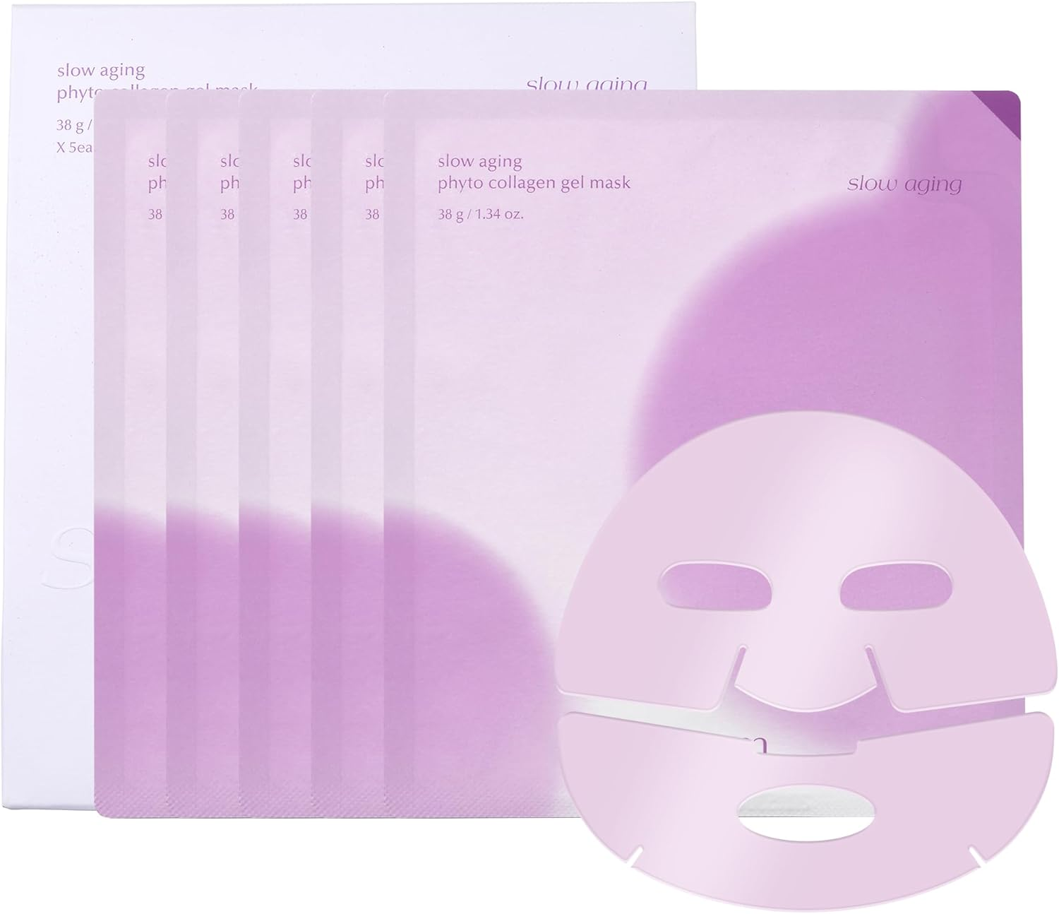 Luvum Slow Aging Phyto Collagen Gel Mask, Collagen, Overnight Hydrogel Mask, 4+1 Pack