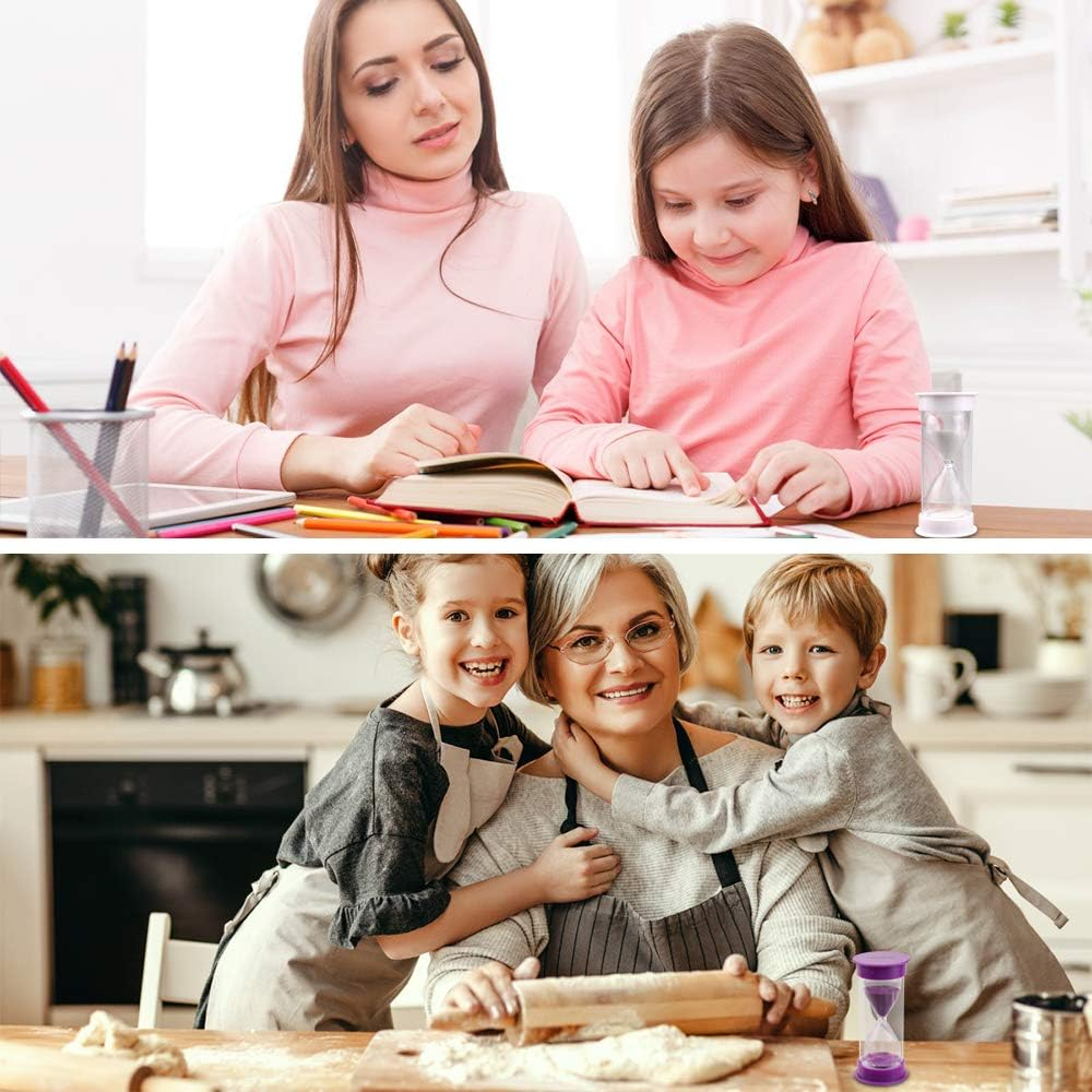 EMDMAK Sand Timer, Acrylic Hourglass Colorful Sandglass Timer 1 Min/2 Mins/3 Mins/5 Mins/10 Mins/15 Mins Sand Clock Timer for Games Classroom Home Office(Pack of 6) image number 5