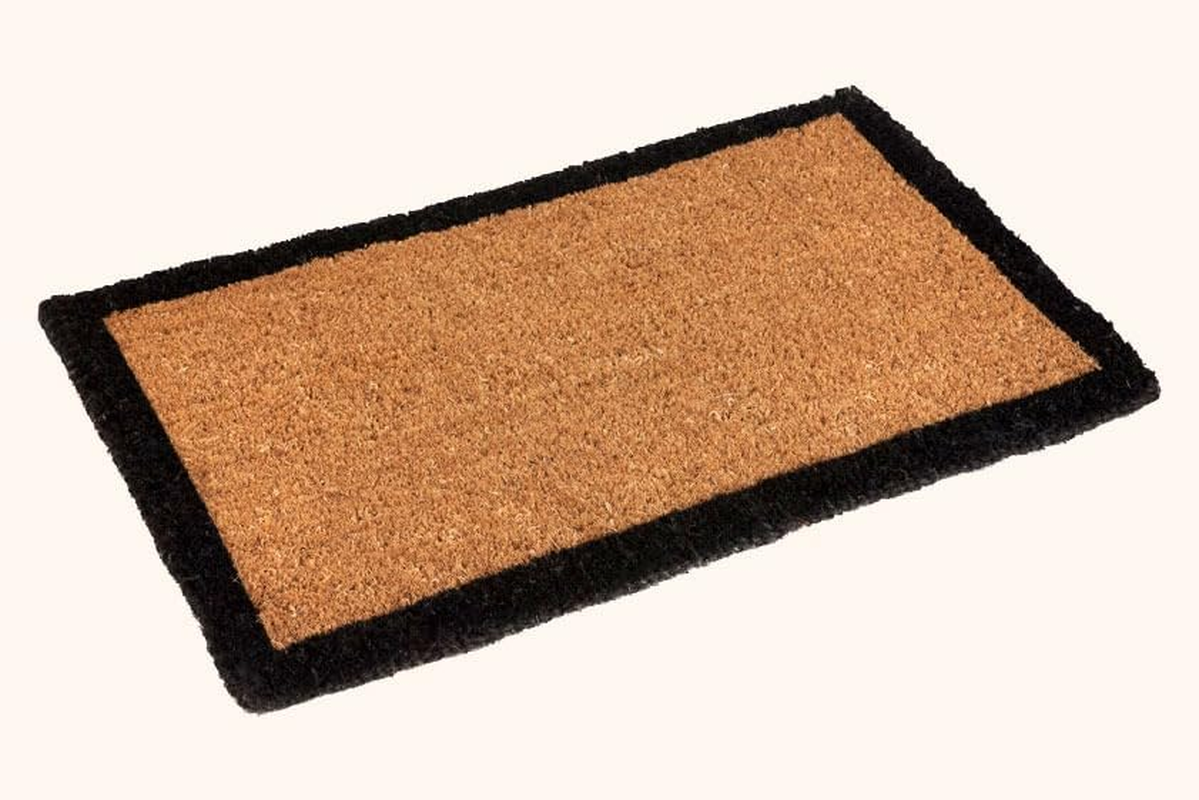 Natural Coir Doormat | Four Corners Black Border Thick Coir Doormat for Indoor and Outdoor Use (45 Cm X 75 Cm) image number 1