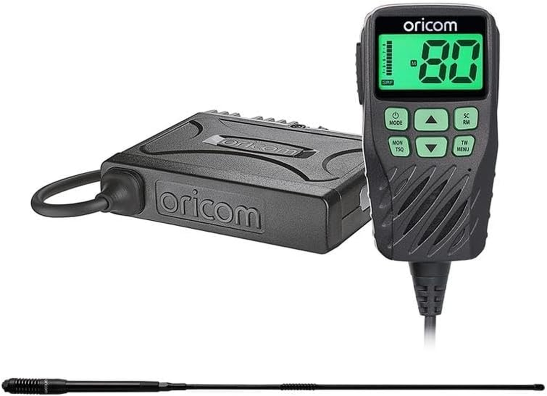 Oricom Bundle Pack: UHF360 5 Watt UHF CB Radio with Controller Speaker Microphone and ANU215 6.5Dbi UHF CB Antenna (UHF360BFP) - 80 Channels, CTCSS DCS Codes, Priority Channel, Colour Backlit Display