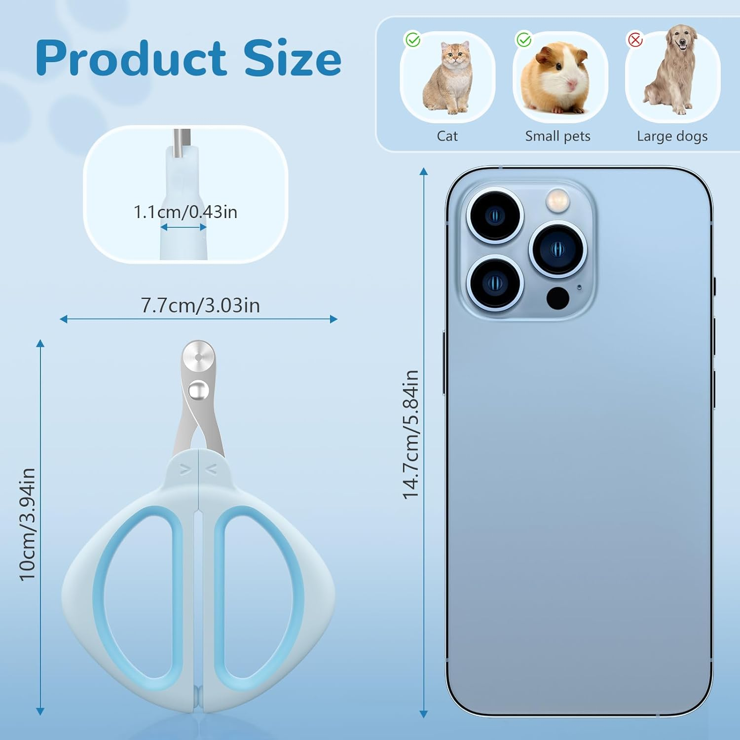 Euqvunn Cat Nail Clippers, Professional Cuts Nails Kittens with Safe Positioning Hole, Scissors Cats Nails Suitable for Kittens, Rabbits, Guinea Pigs, Puppies and Small Animals (Blue) image number 1