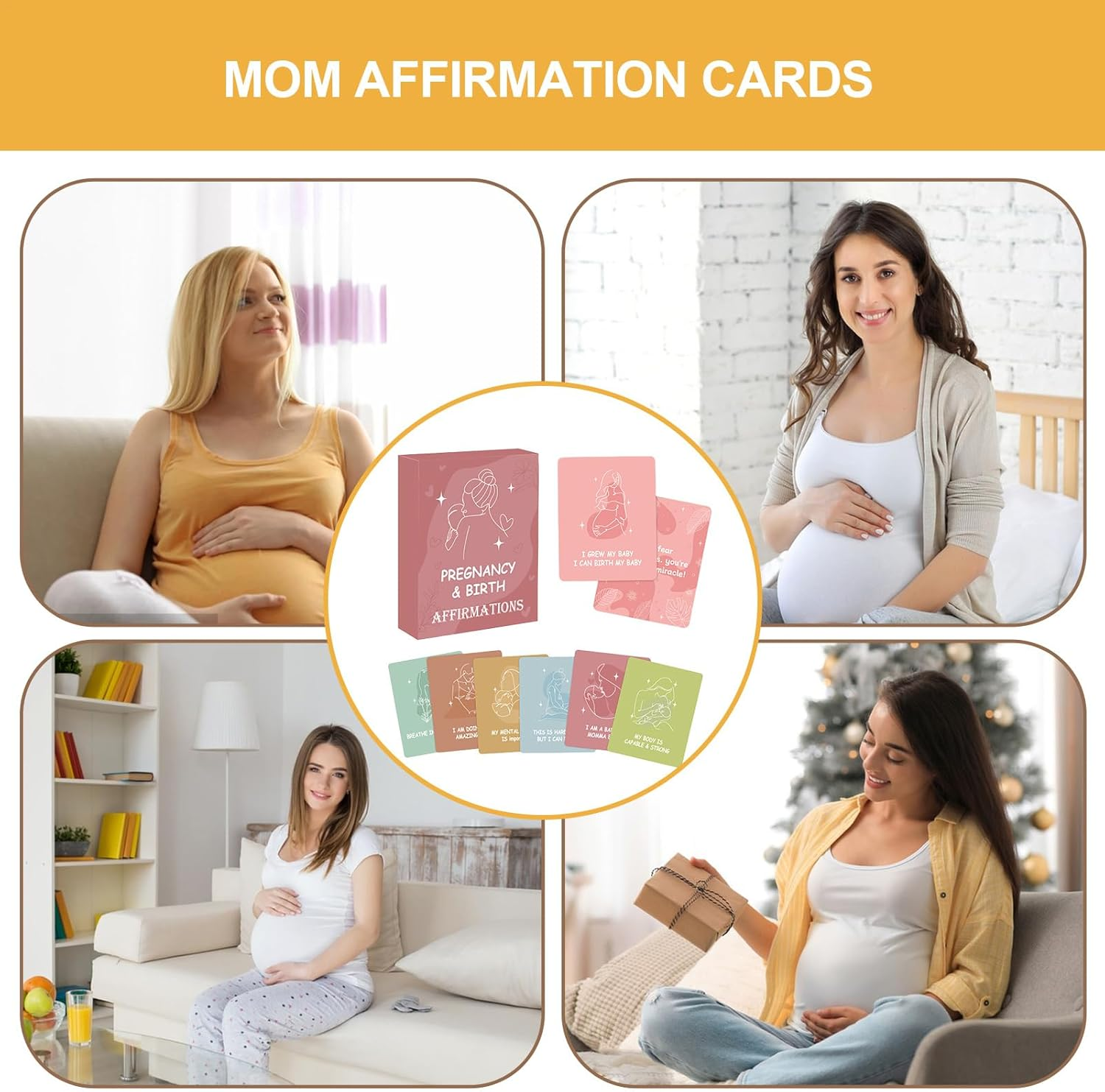 Mom Affirmation Cards,Mom Daily Affirmations - Positive Motivational Inspirational Mindfulness Encouragement for Labor Birthday Announcement image number 1