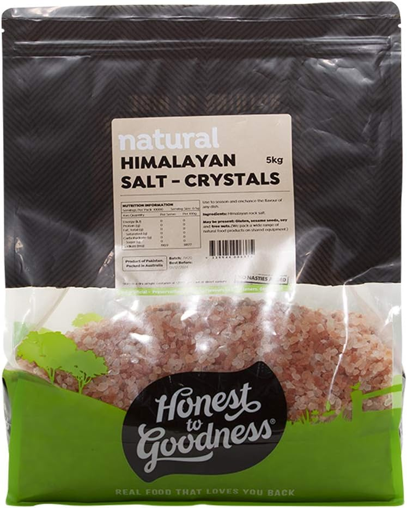 Honest to Goodness, Himalayan Rock Salt - Crystals, 5Kg - Hand-Mined in the Himalayan Mountains. Delightful Pink Colour, Course in Texture and Is a Natural Source of Many Minerals. image number 1
