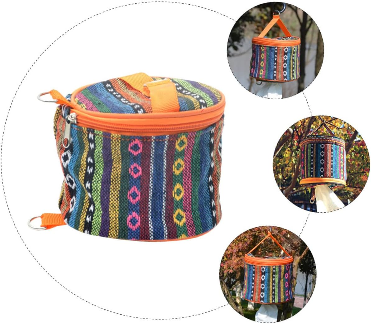 SHOWERORO Ethnic Style Tissue Bag Zipper Portable Washable Napkin Pouch for Travel Artistic Tissue Holder for Home and Office image number 5