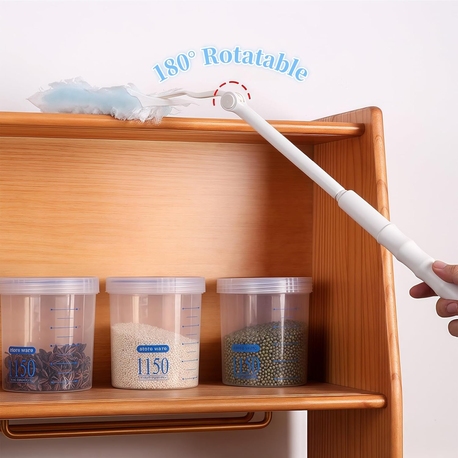 Pack of 2 Replacement Handles, Telescopic Rod, Telescopic Starter Set, One Extended Handle, One Non-Terressed, Adjustable Length, Extended Handle for Duster Refill for Cleaning and Clean image number 3