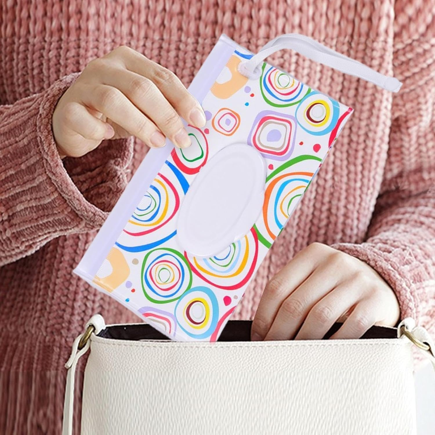 Baby Wipe Holder - Wipe Holder for Diaper Water Resistant | Reusable Wipes Pouch Wipe Holder with Wrist Strap for Stroller Vehicle Shopping image number 3