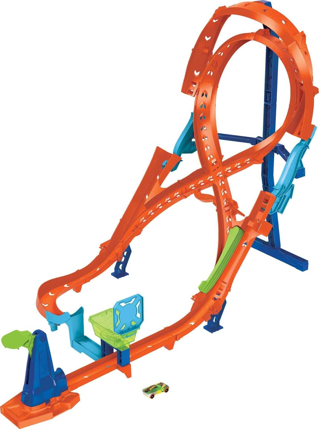 Hot Wheels Track Set with 1 Hot Wheels Car, Tall Figure-8 Track for Race & Stunting, Connects to Other Hot Wheels Tracks, Folds for Convenient Storage Multicolor HMB15 image number 3