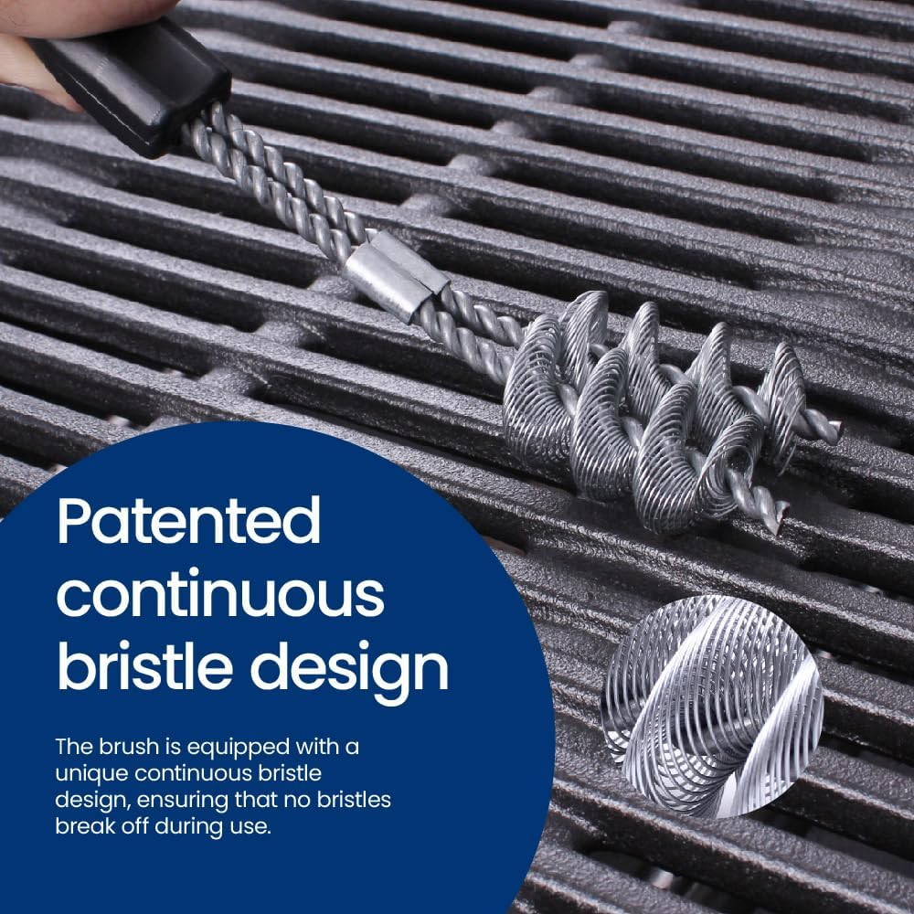 White Magic Mini Double Helix BBQ Brush - 20Cm, Made in USA, Patented Continuous Bristles, Compact Design, Dual Helix for Effortless Grill Cleaning, Ergonomic Grip, Dishwasher Safe image number 2