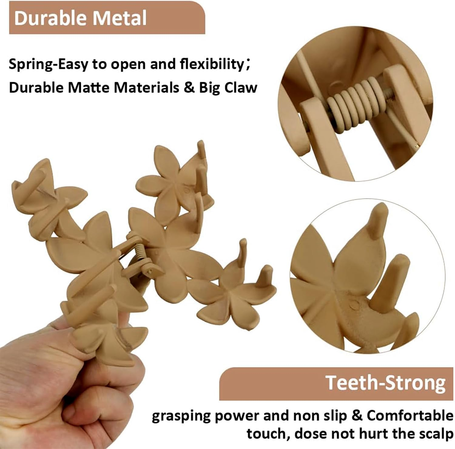 Mitdir Pack of 6 Flower Hair Clips Large Hair Clips Matte Hair Clips for Women Hawaiian Hair Flower Clip Strong Hold Hair Claws 10 Cm Hair Clips for Thick Hair image number 5