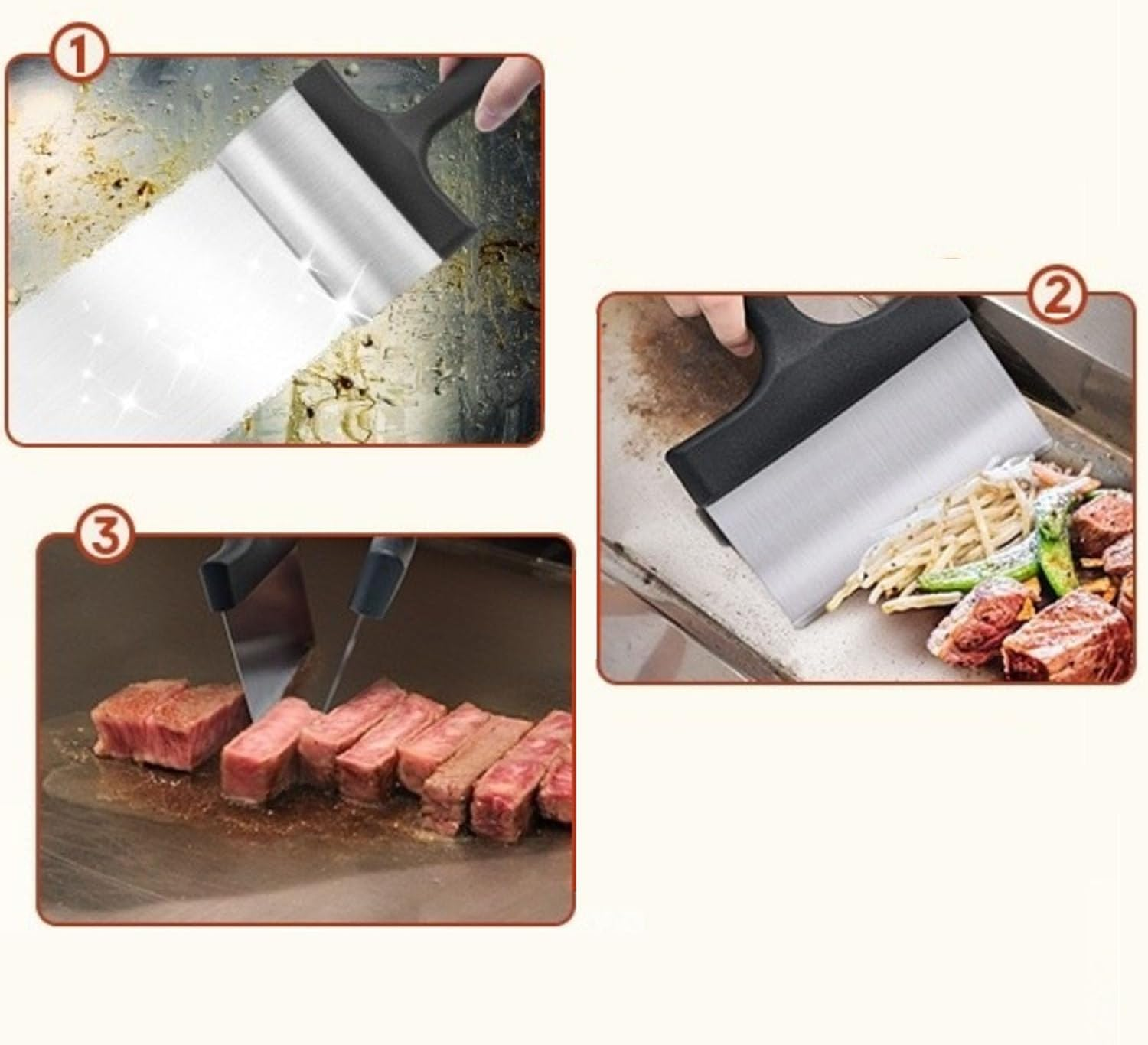 Heavy Duty Grill Cleaning Kit for Flat Top Griddle Commercial Grade Scraper & Stone Cleaner with Handle, Cast Iron Care & Maintenance Tools, Outdoor Cooking & Barbecue Accessories image number 5