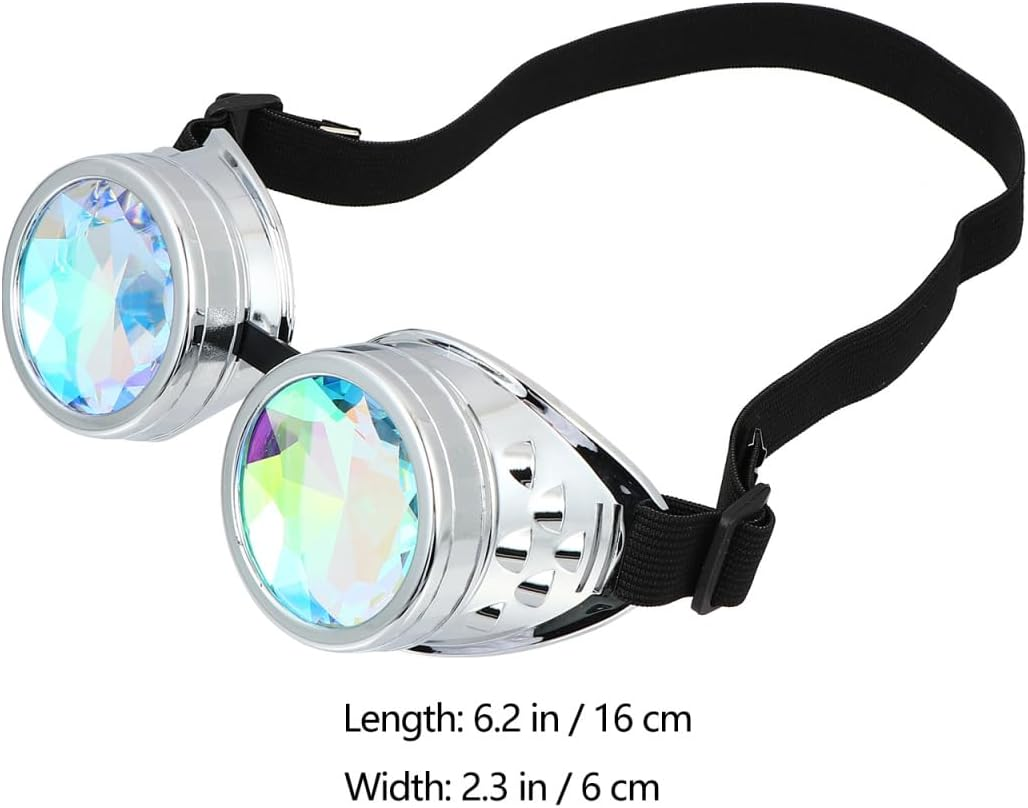 Kaleidoscope Rave Goggles, Rainbow Kaleidoscope Glasses, Steam Punk Goggles, Prism Sunglasses Goggles Coctail Glasses for Carnival Music Festivals Costume Parties image number 4