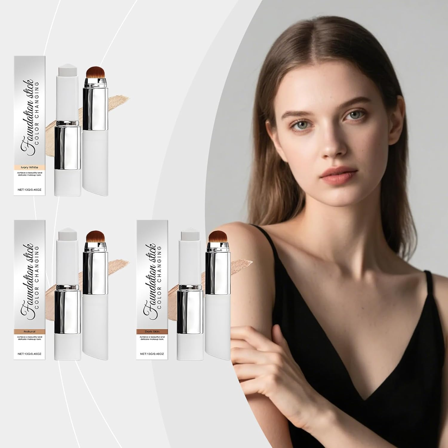 Cover Cream Stick V, Detachable Brush,Korean Color Changing Foundation With,Full to Medium Coverage Base Makeup (Natural) image number 4